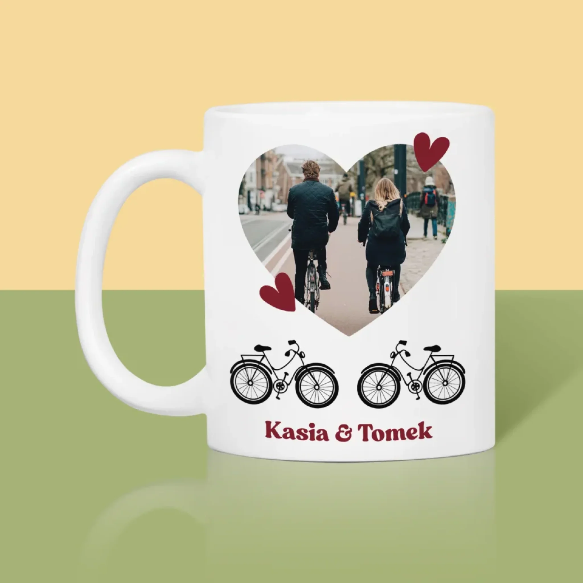 Zdjęcie I Podpis: Rowerowa Para - Kubek z Nadrukiem