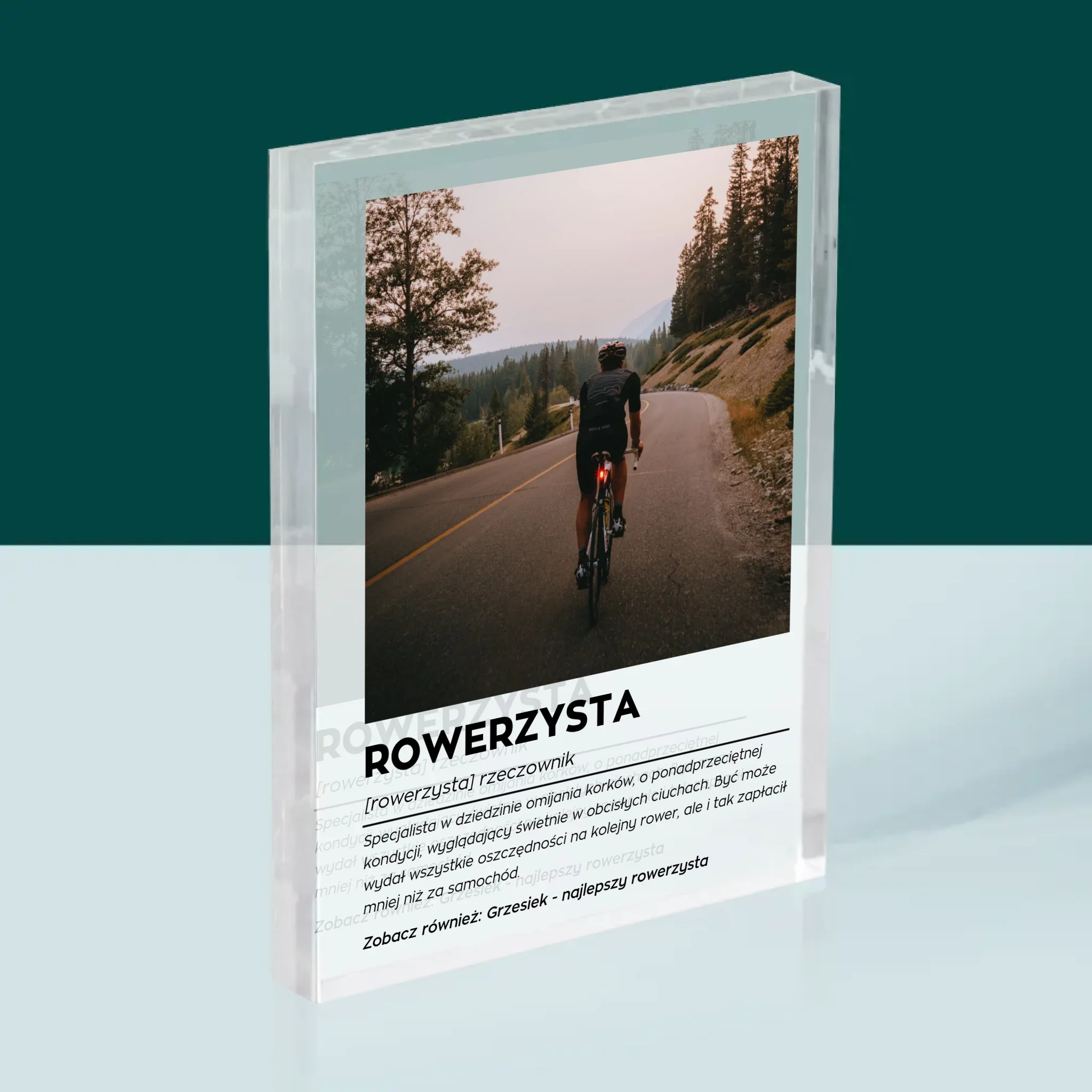 Zdjęcie I Podpis: Rowerzysta Definicja - Blok Akrylowy z Nadrukiem