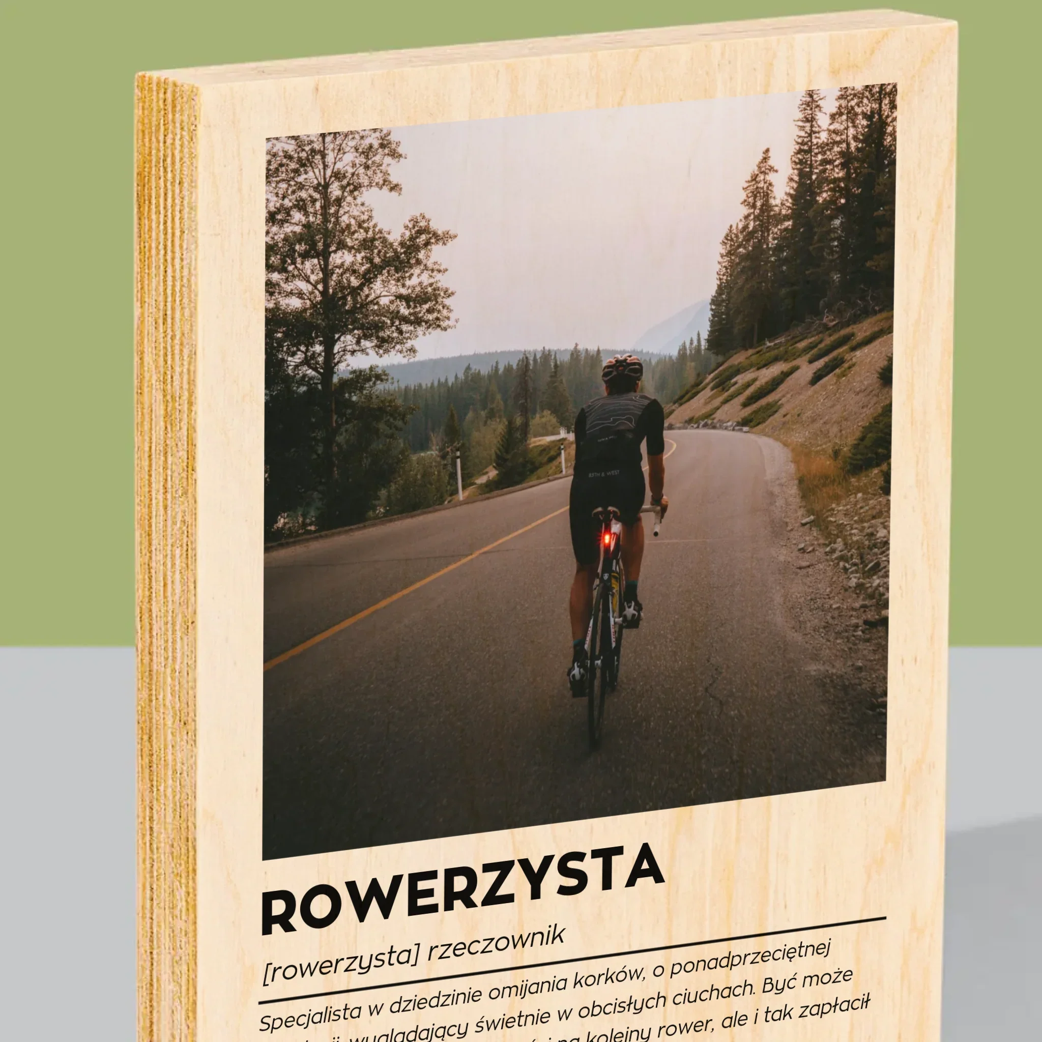 Zdjęcie I Podpis: Rowerzysta Definicja - Wydruk Na Drewnie - Image 2