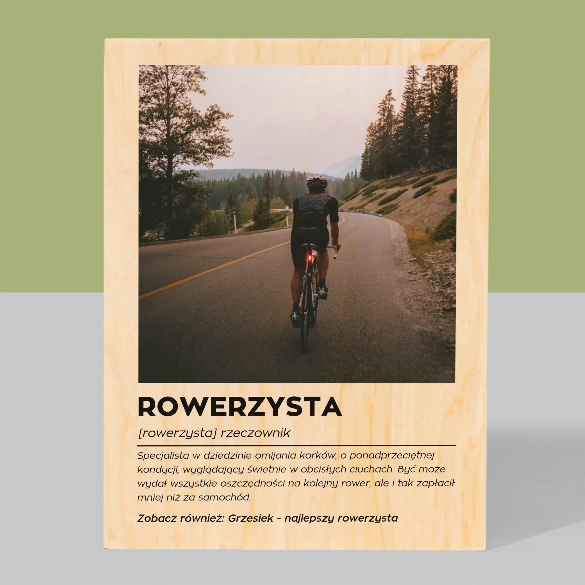 Zdjęcie I Podpis: Rowerzysta Definicja - Wydruk Na Drewnie - Image 3