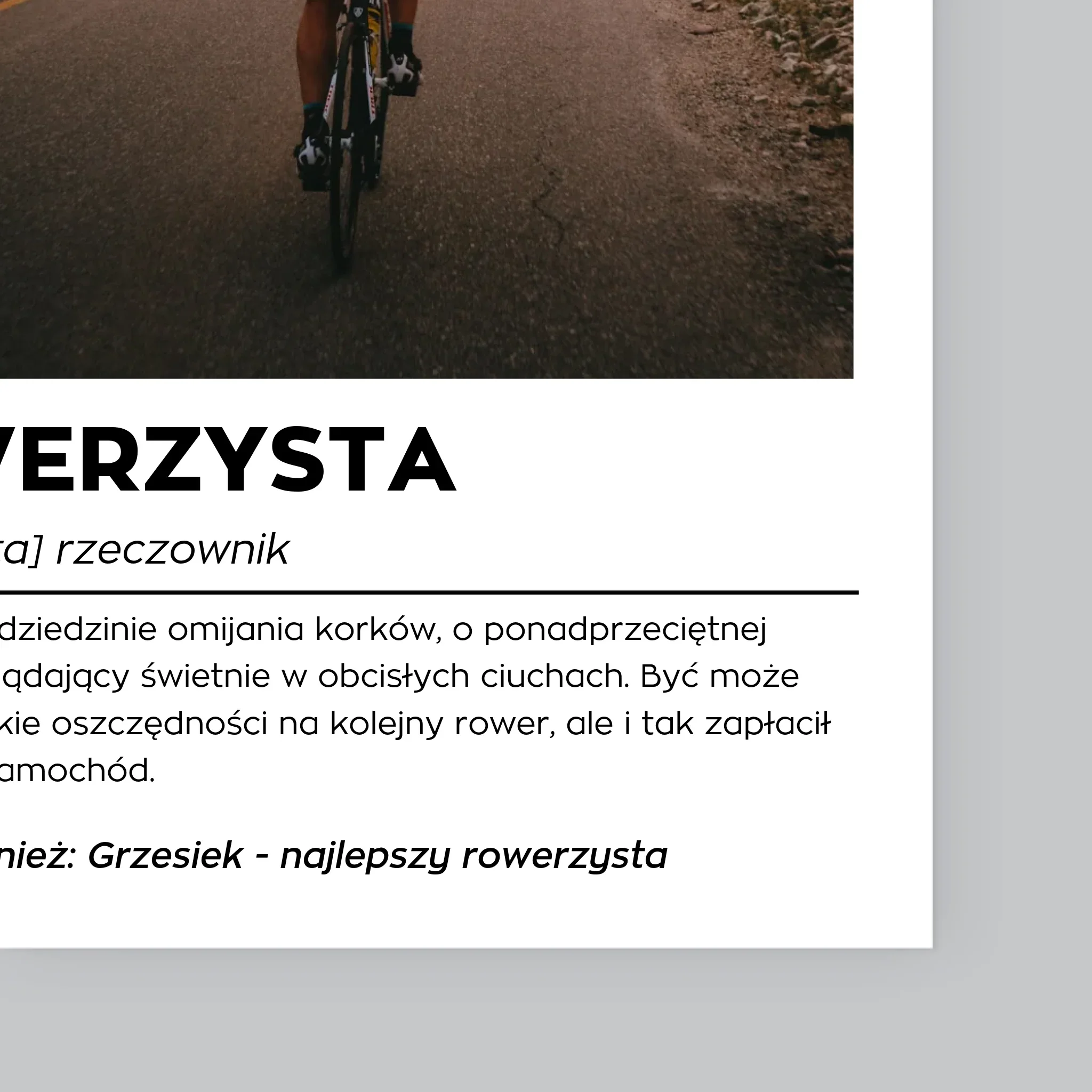 Zdjęcie I Podpis: Rowerzysta Definicja - Wydruk Obramowany - Image 10
