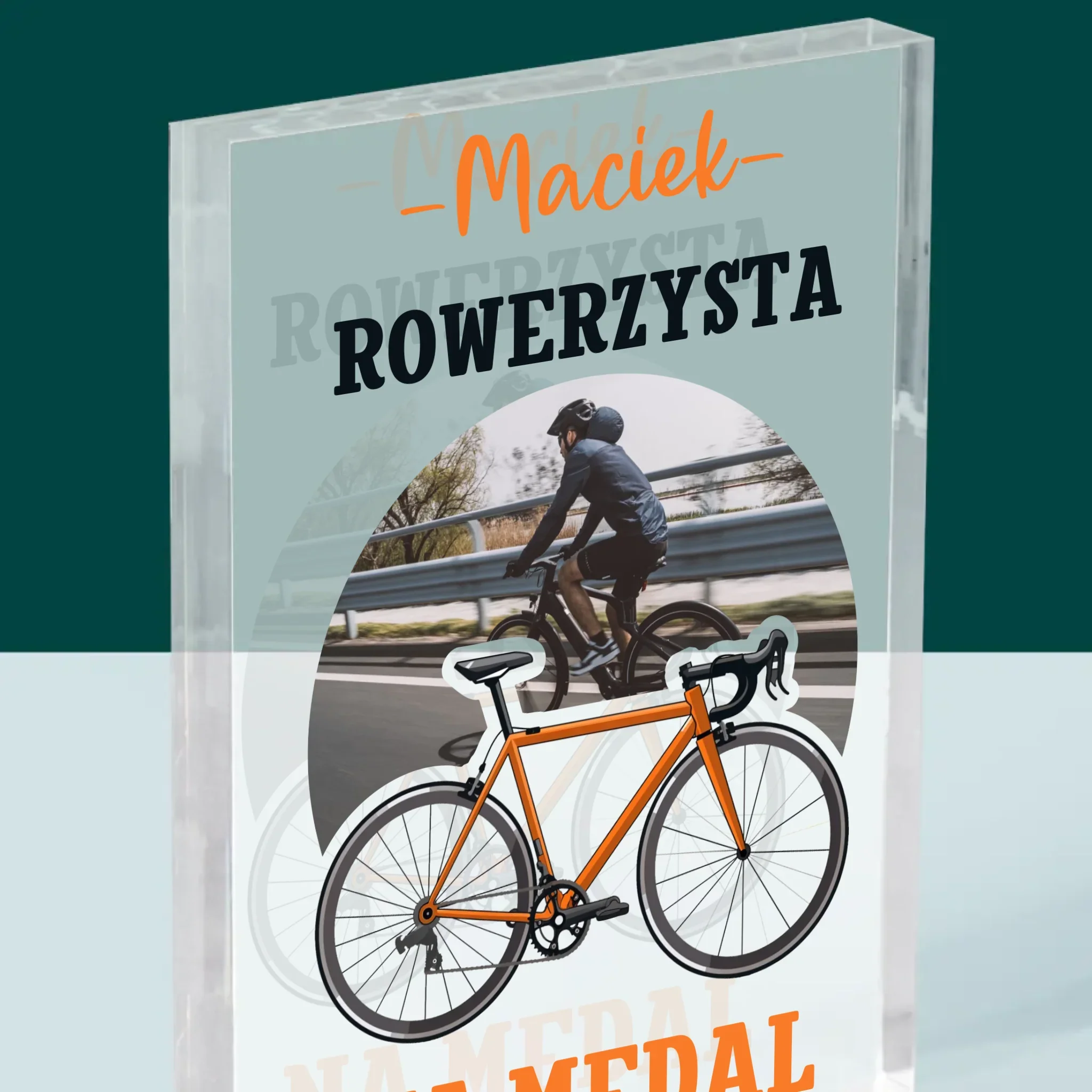 Zdjęcie I Podpis: Rowerzysta Na Medal - Blok Akrylowy z Nadrukiem - Image 2
