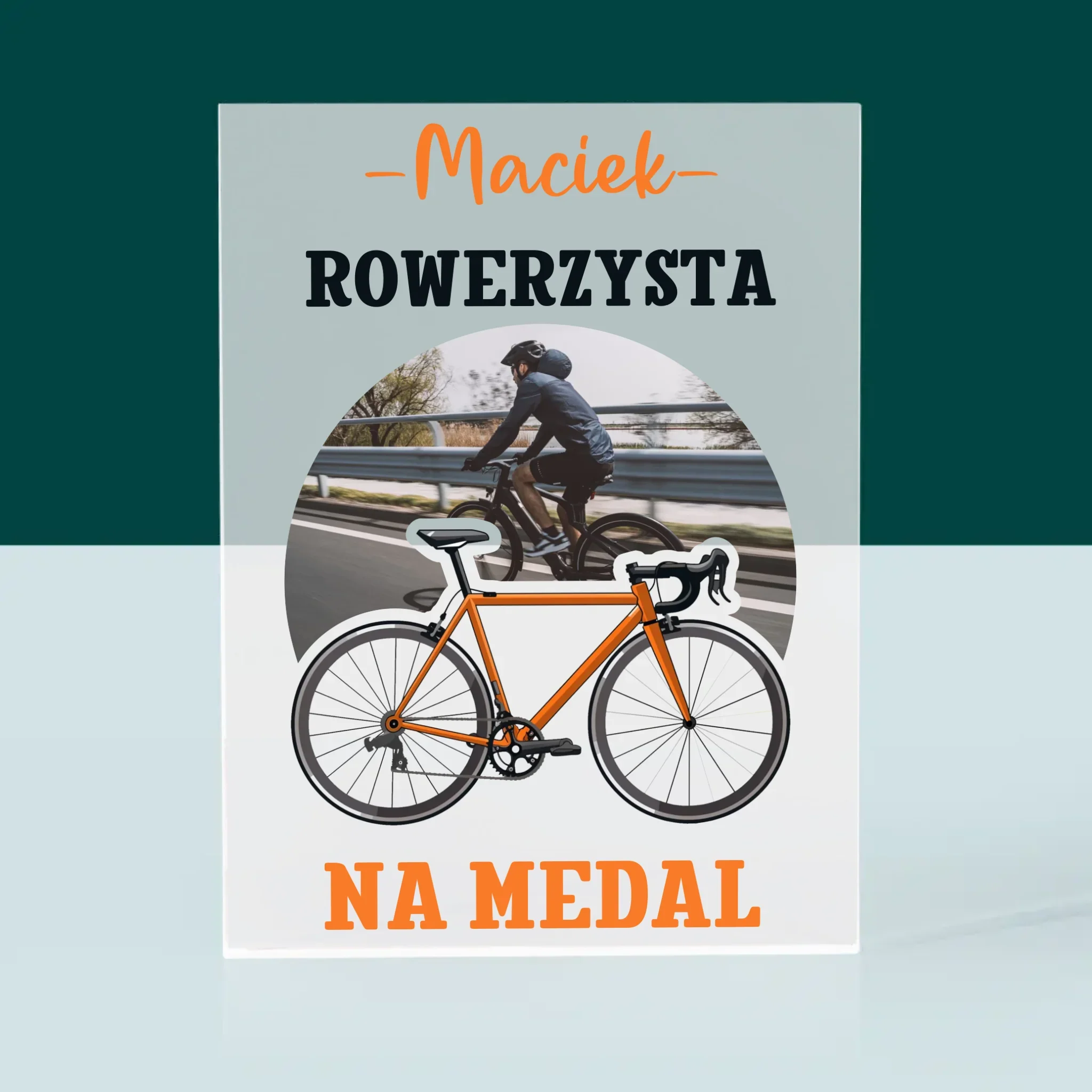 Zdjęcie I Podpis: Rowerzysta Na Medal - Blok Akrylowy z Nadrukiem - Image 3
