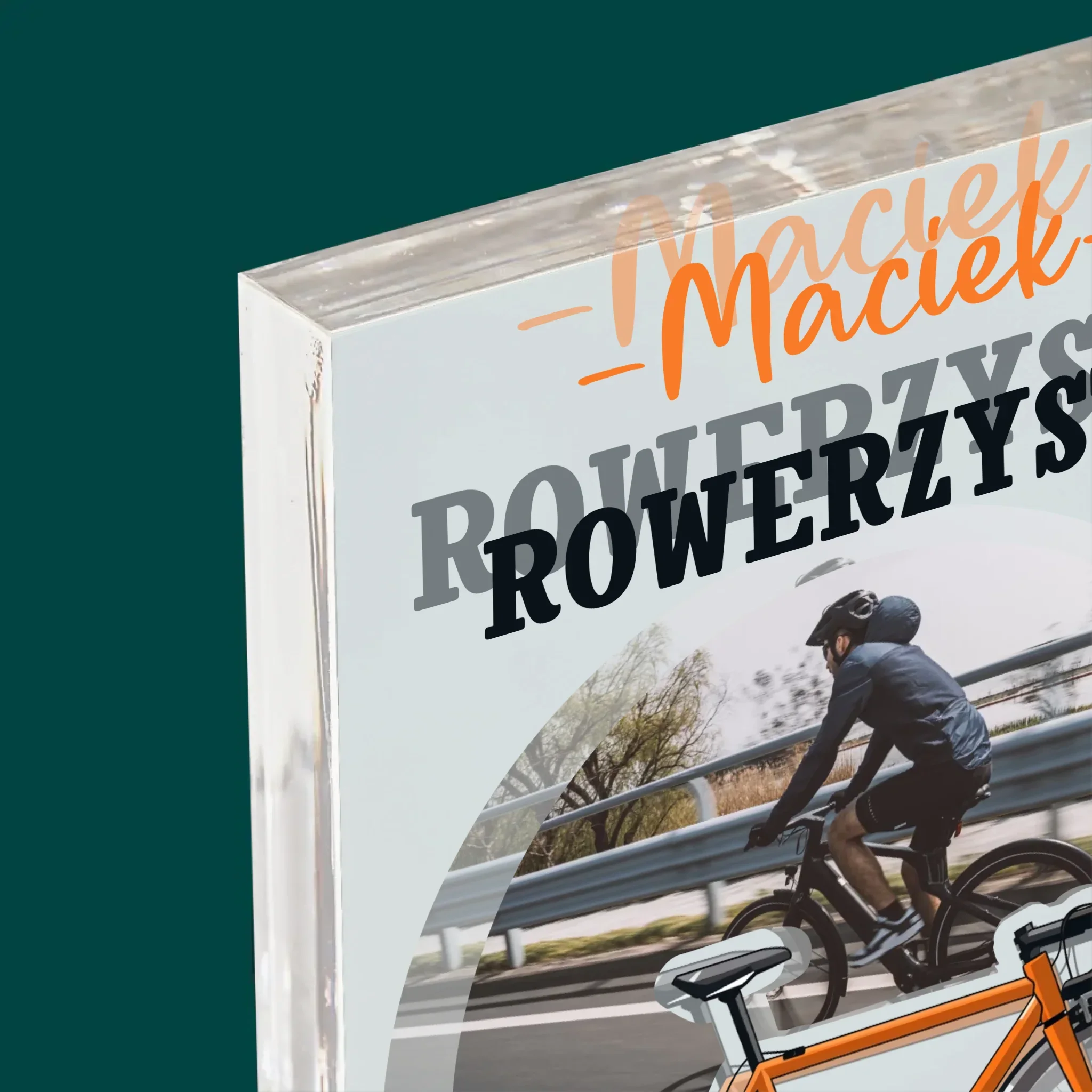 Zdjęcie I Podpis: Rowerzysta Na Medal - Blok Akrylowy z Nadrukiem - Image 4