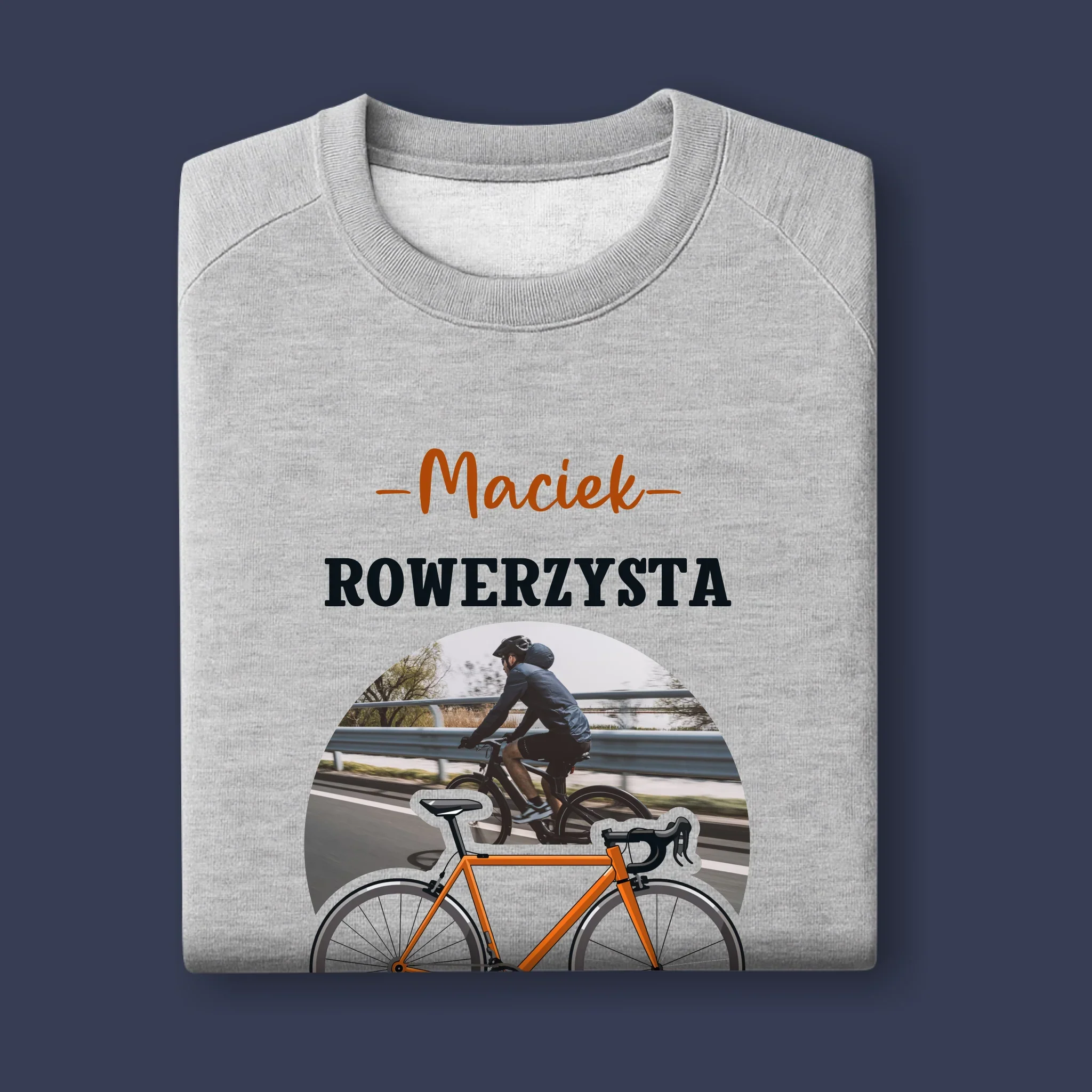 Zdjęcie I Podpis: Rowerzysta Na Medal - Bluza Męska z Kapturem - Image 11