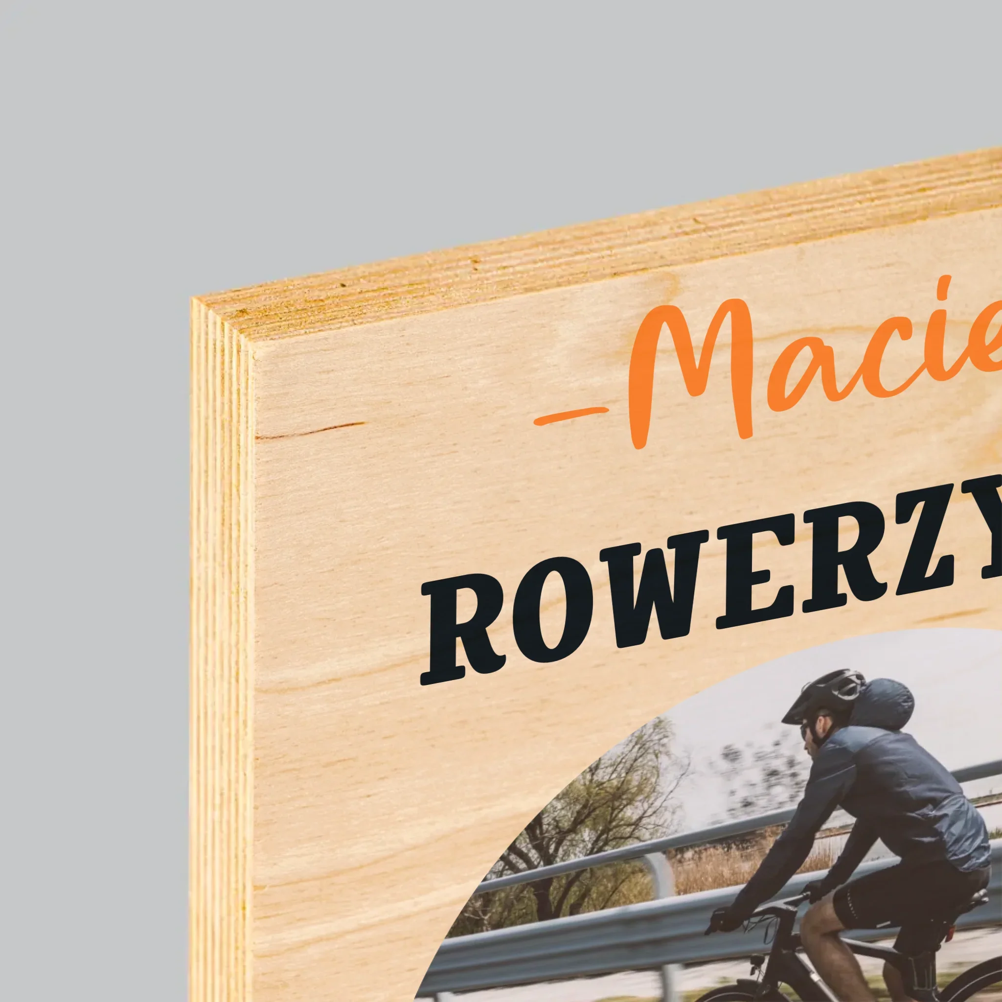 Zdjęcie I Podpis: Rowerzysta Na Medal - Wydruk Na Drewnie - Image 4