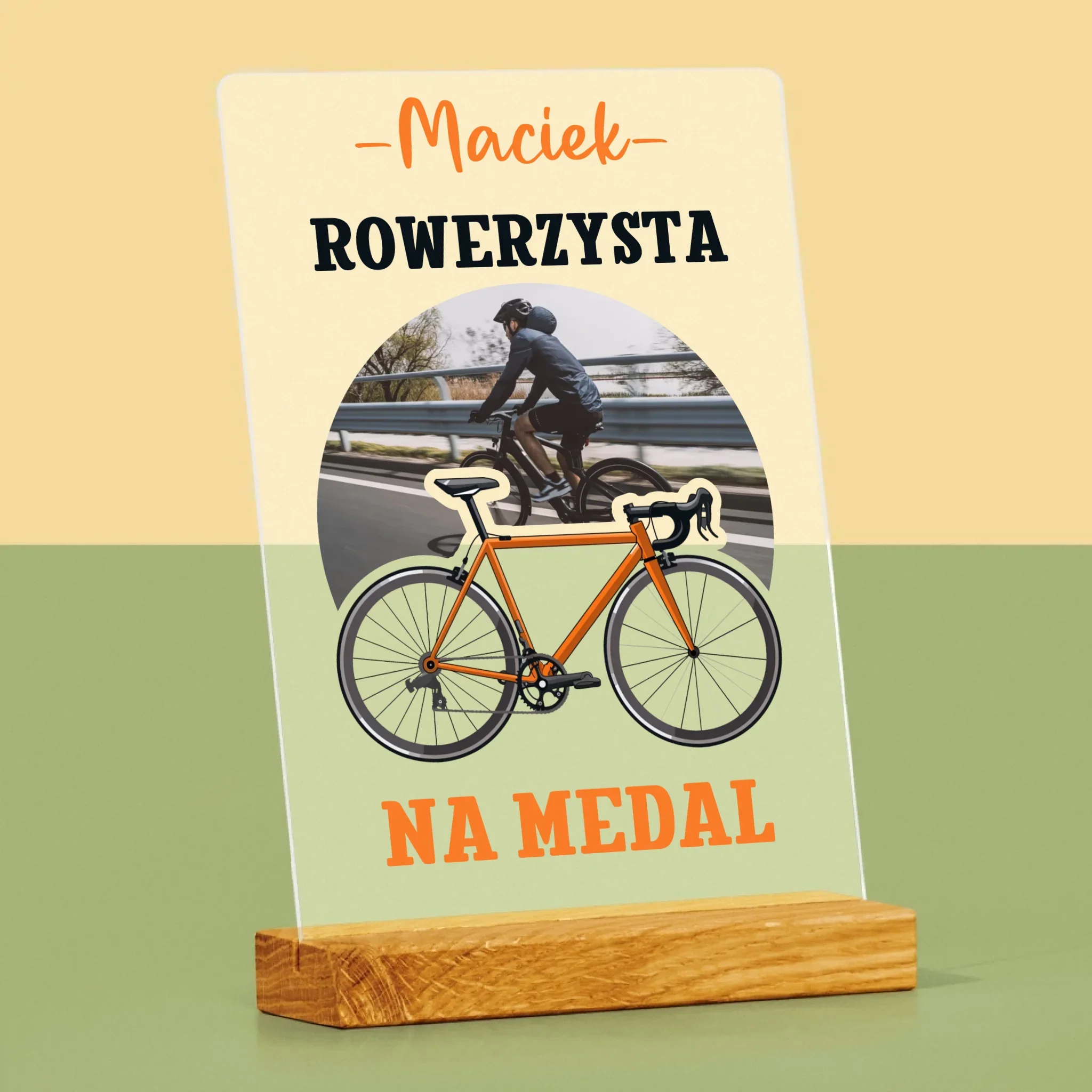 Zdjęcie I Podpis: Rowerzysta Na Medal - Wydruk Na Szkle Akrylowym