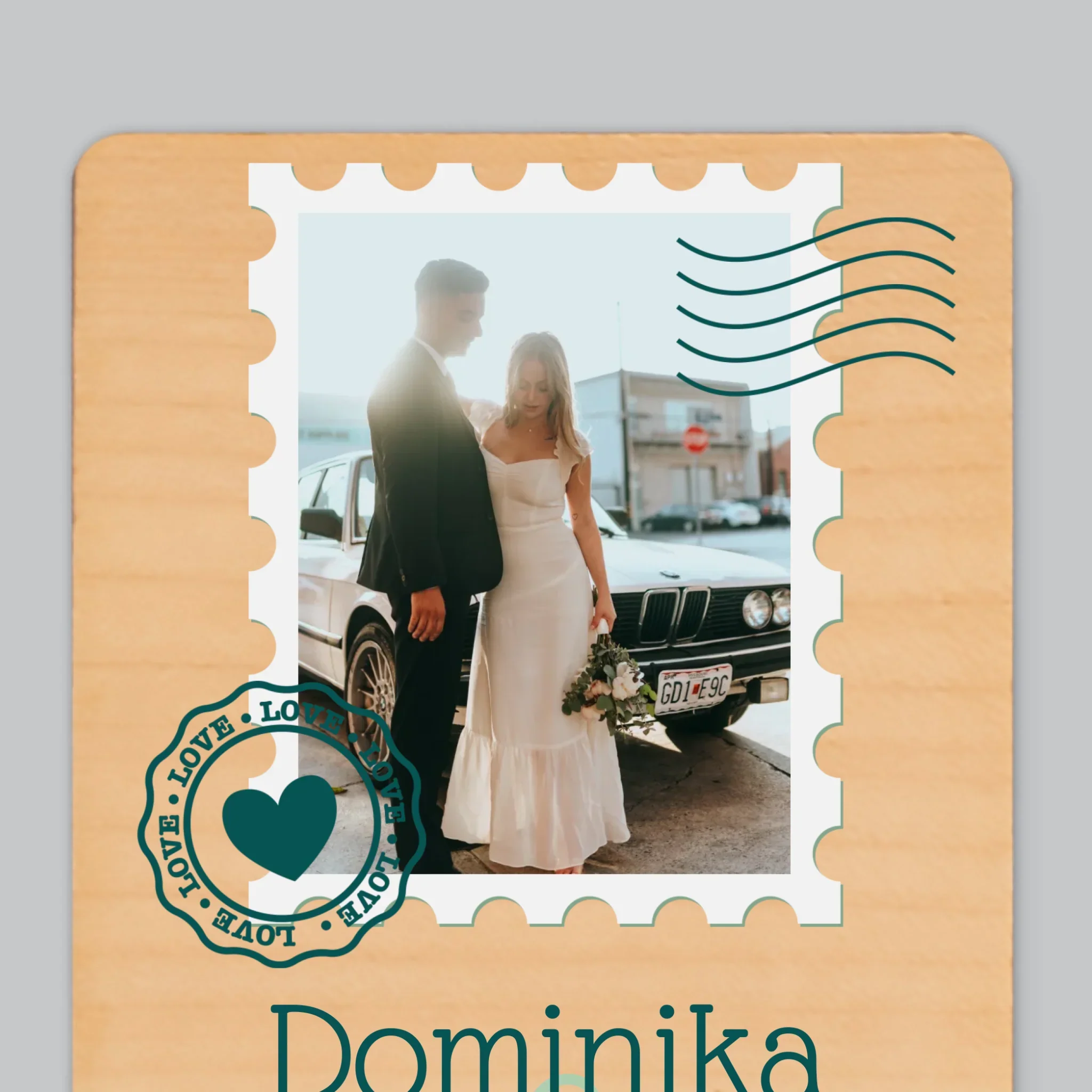 Zdjęcie i Podpis: Ślubna Pocztówka - Magnes Drewniany - Image 4