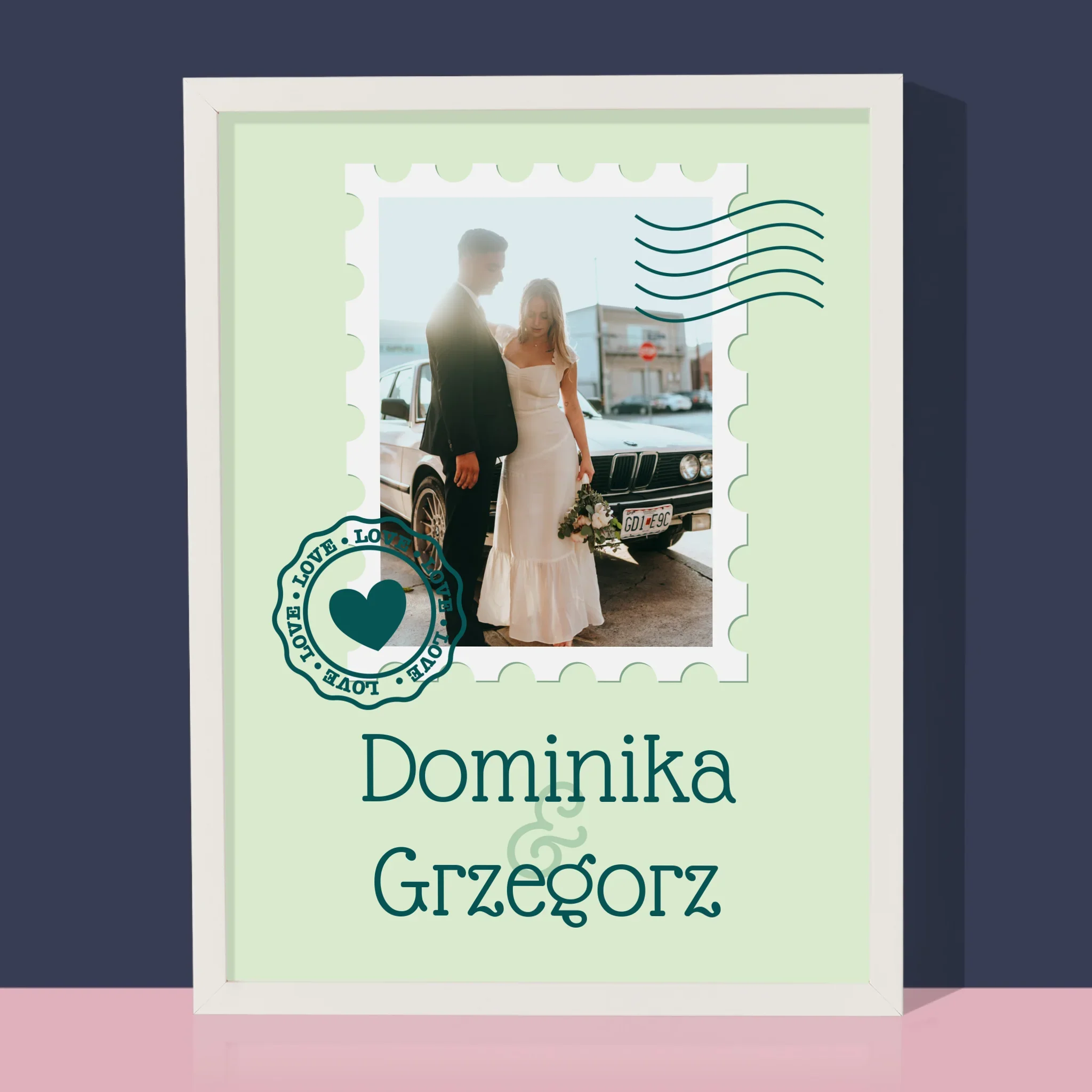 Zdjęcie i Podpis: Ślubna Pocztówka - Wydruk Obramowany - Image 4