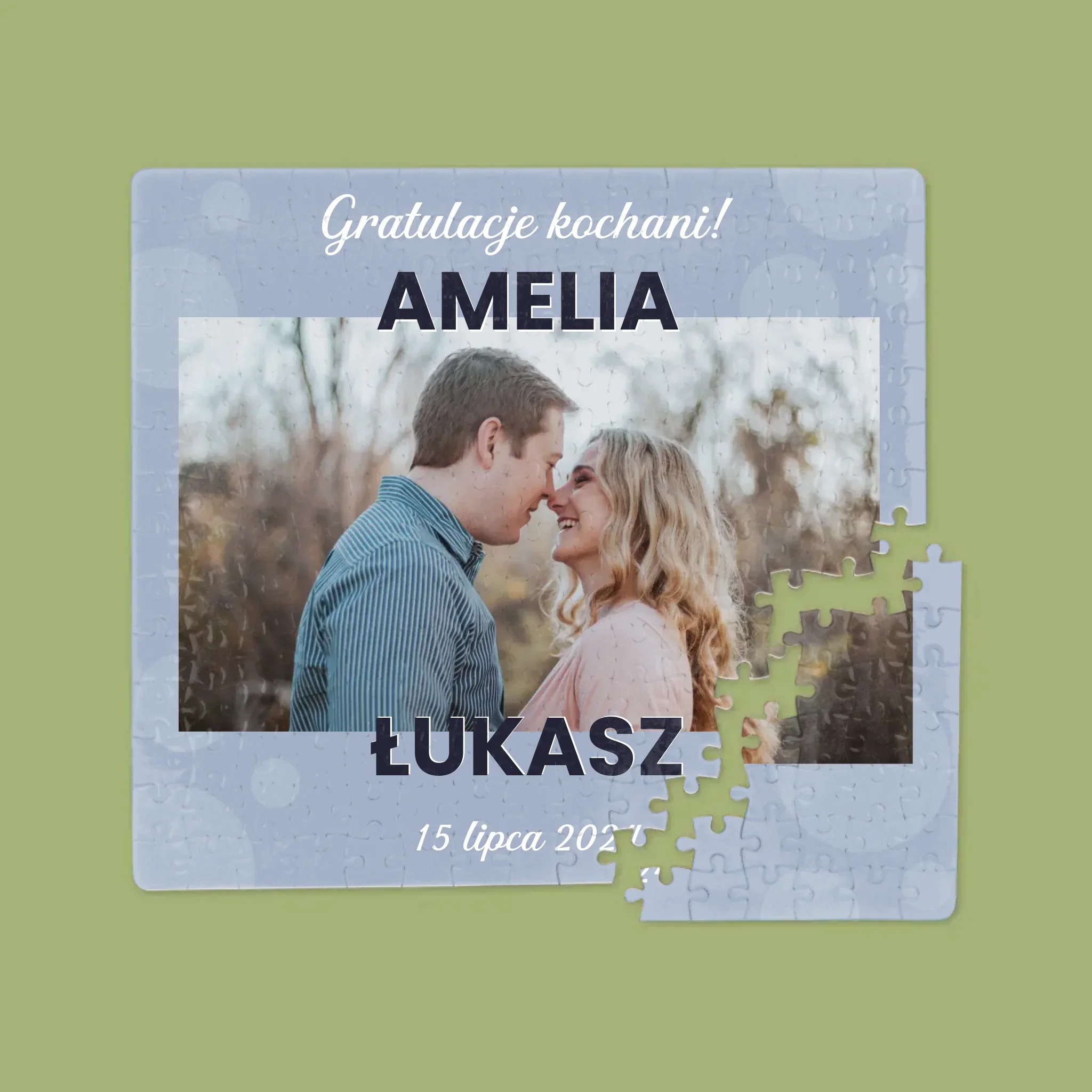 Zdjęcie i Podpis: Ślubne Gratulacje - Personalizowane Puzzle