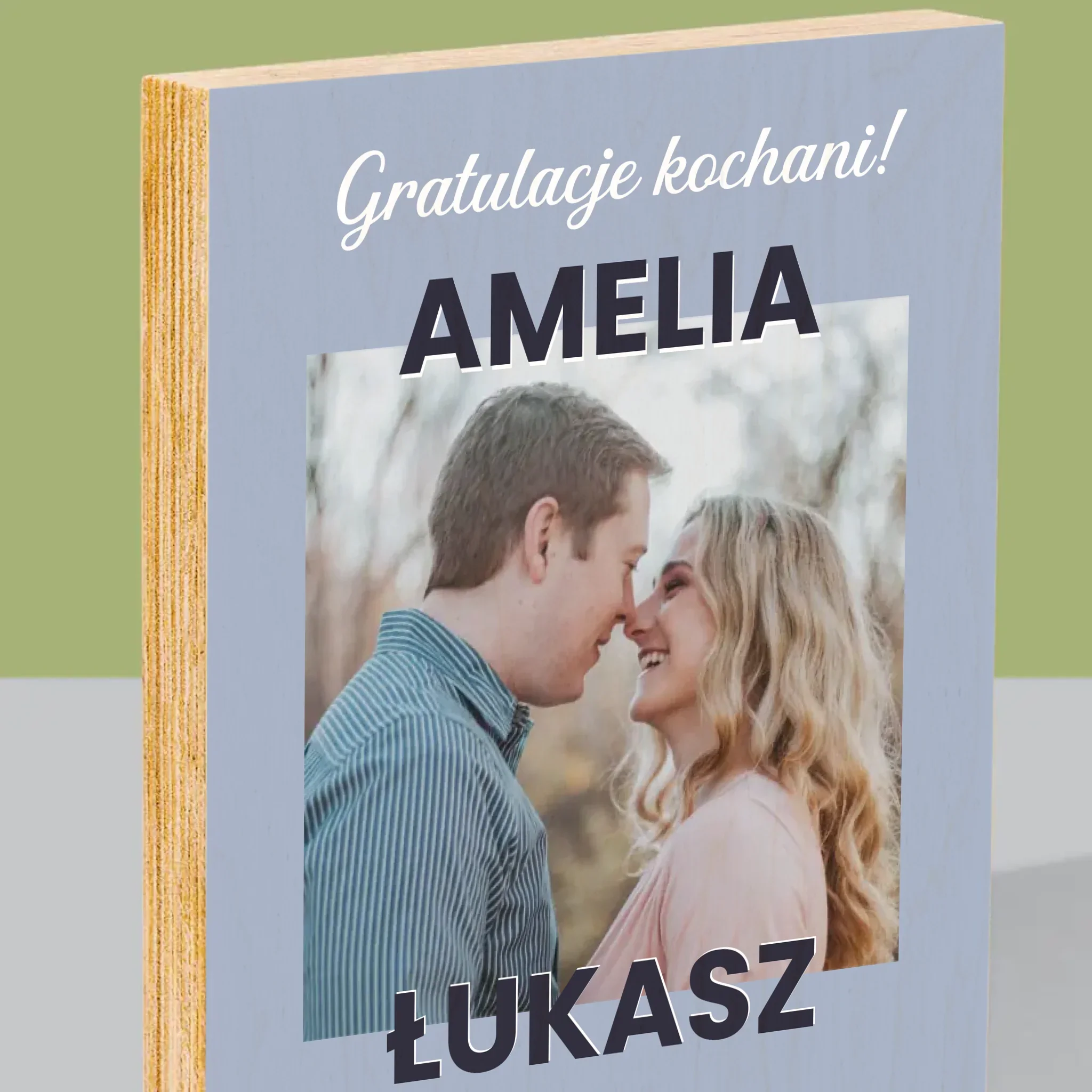 Zdjęcie i Podpis: Ślubne Gratulacje - Wydruk Na Drewnie - Image 2