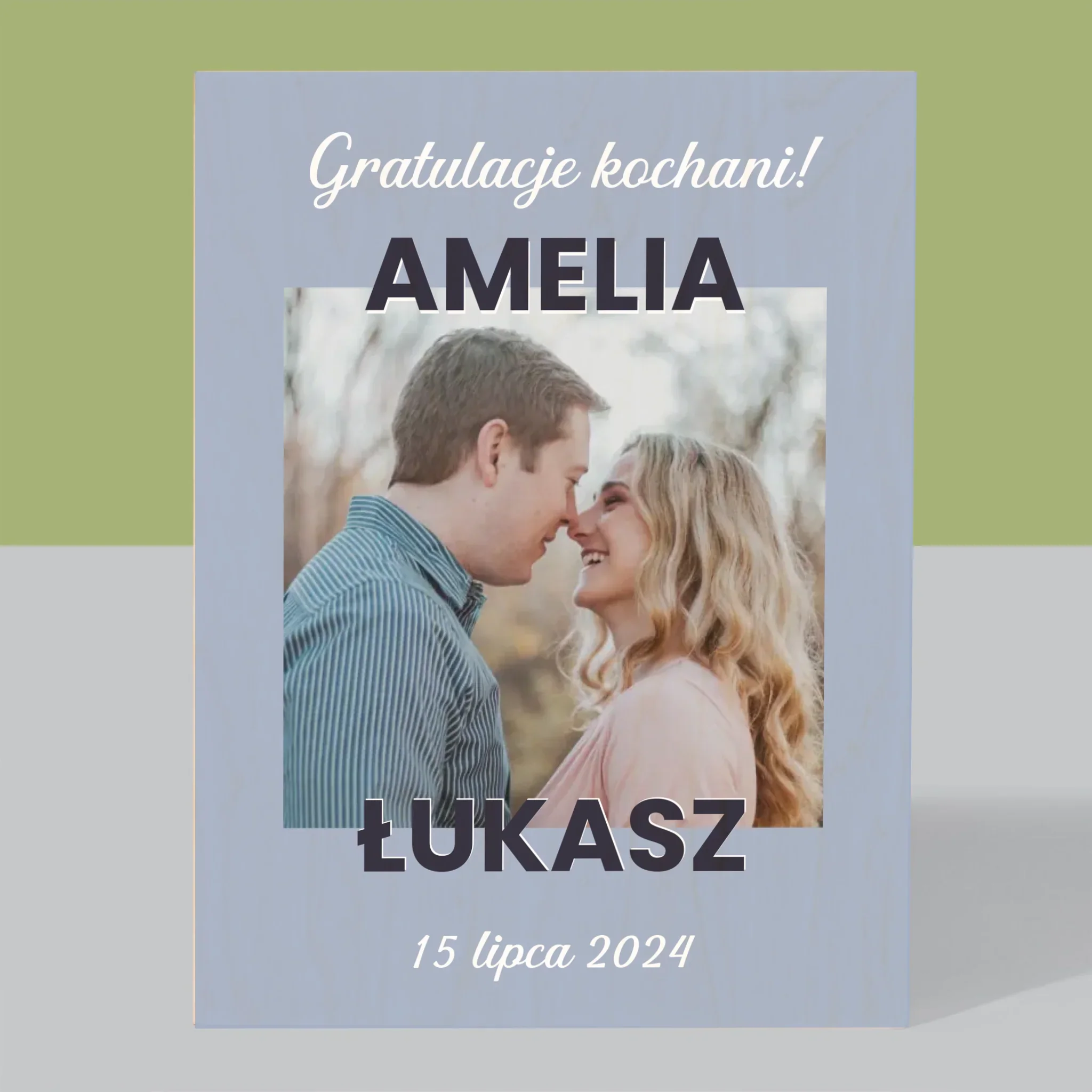 Zdjęcie i Podpis: Ślubne Gratulacje - Wydruk Na Drewnie - Image 3