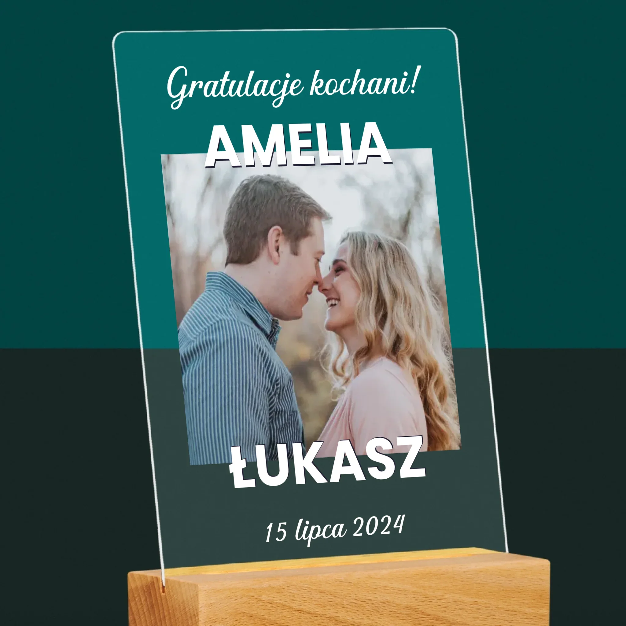 Zdjęcie i Podpis: Ślubne Gratulacje - Wydruk Na Szkle Akrylowym - Image 6