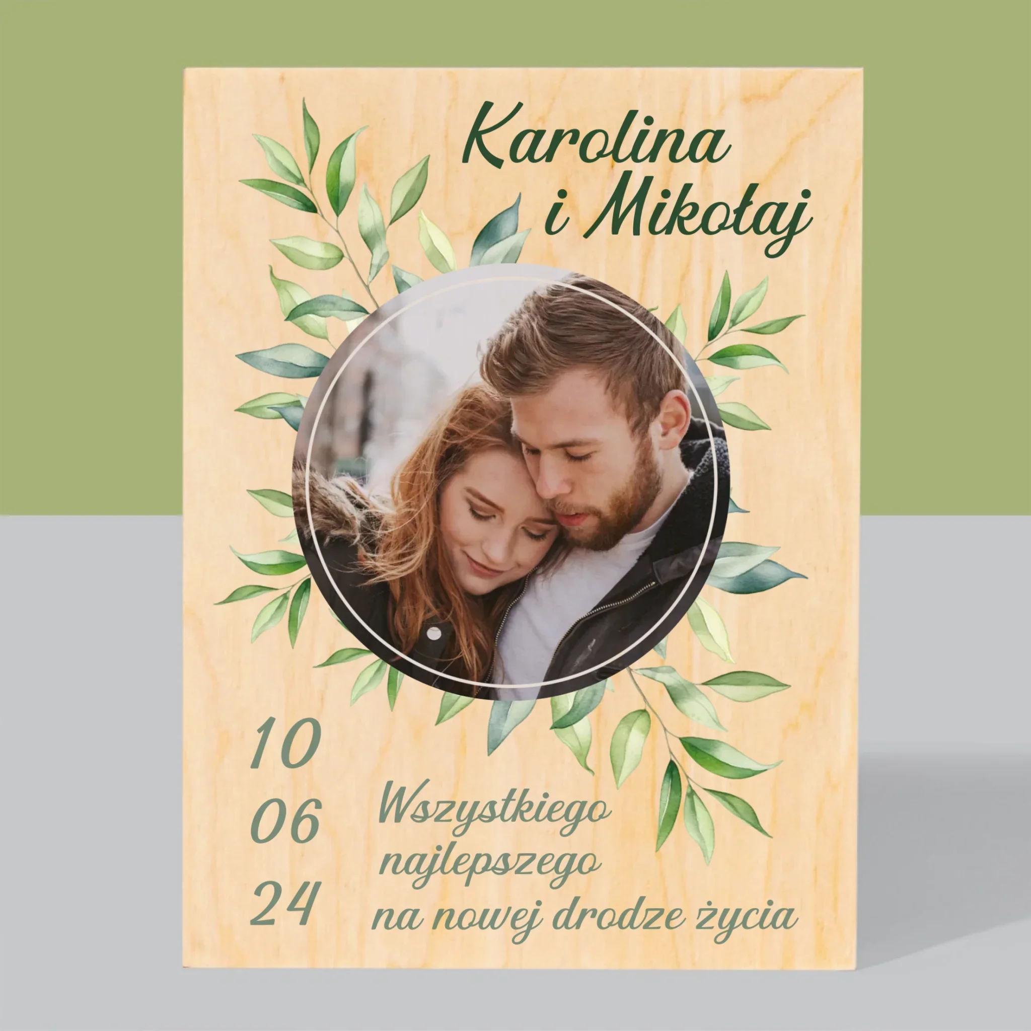 Zdjęcie i Podpis: Ślubne Listki - Wydruk Na Drewnie - Image 3