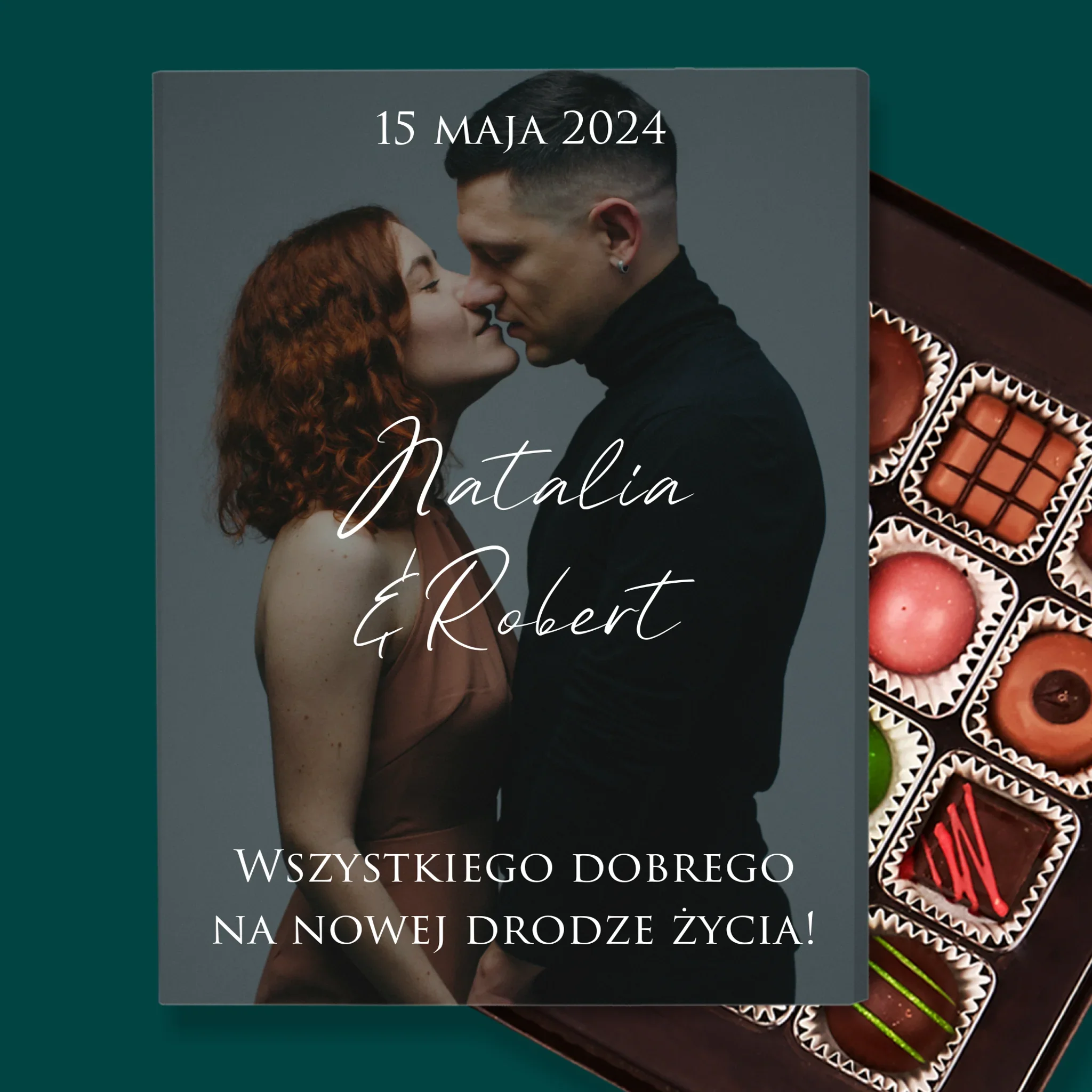 Zdjęcie i Podpis: Ślubne Zdjęcie Życzenia - Personalizowane Praliny - Image 2