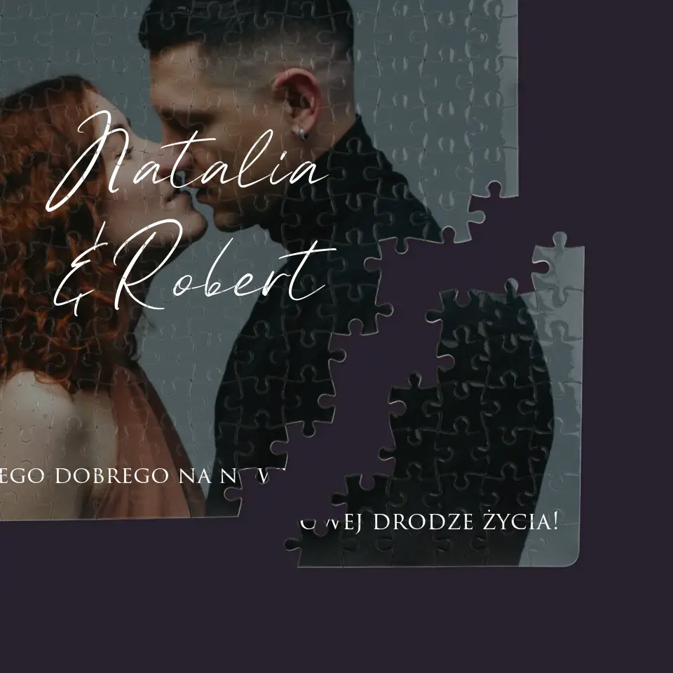 Zdjęcie i Podpis: Ślubne Zdjęcie Życzenia - Personalizowane Puzzle - Image 2
