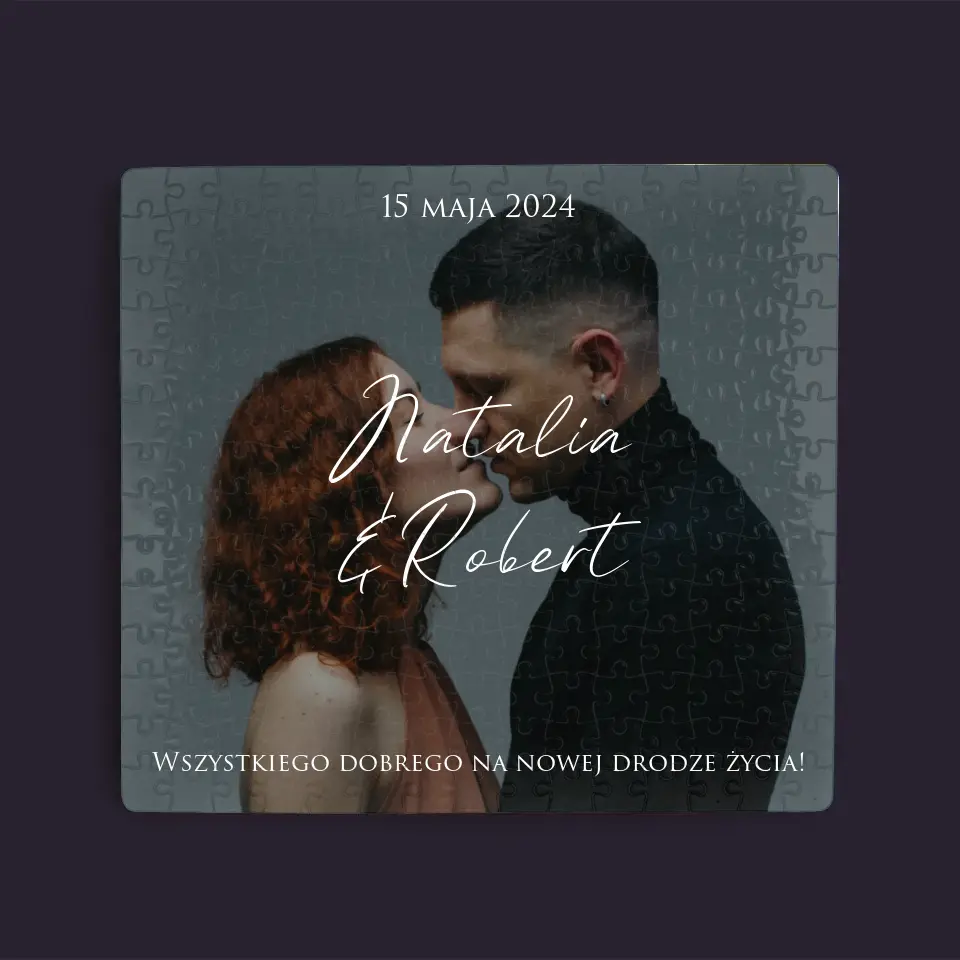 Zdjęcie i Podpis: Ślubne Zdjęcie Życzenia - Personalizowane Puzzle - Image 3