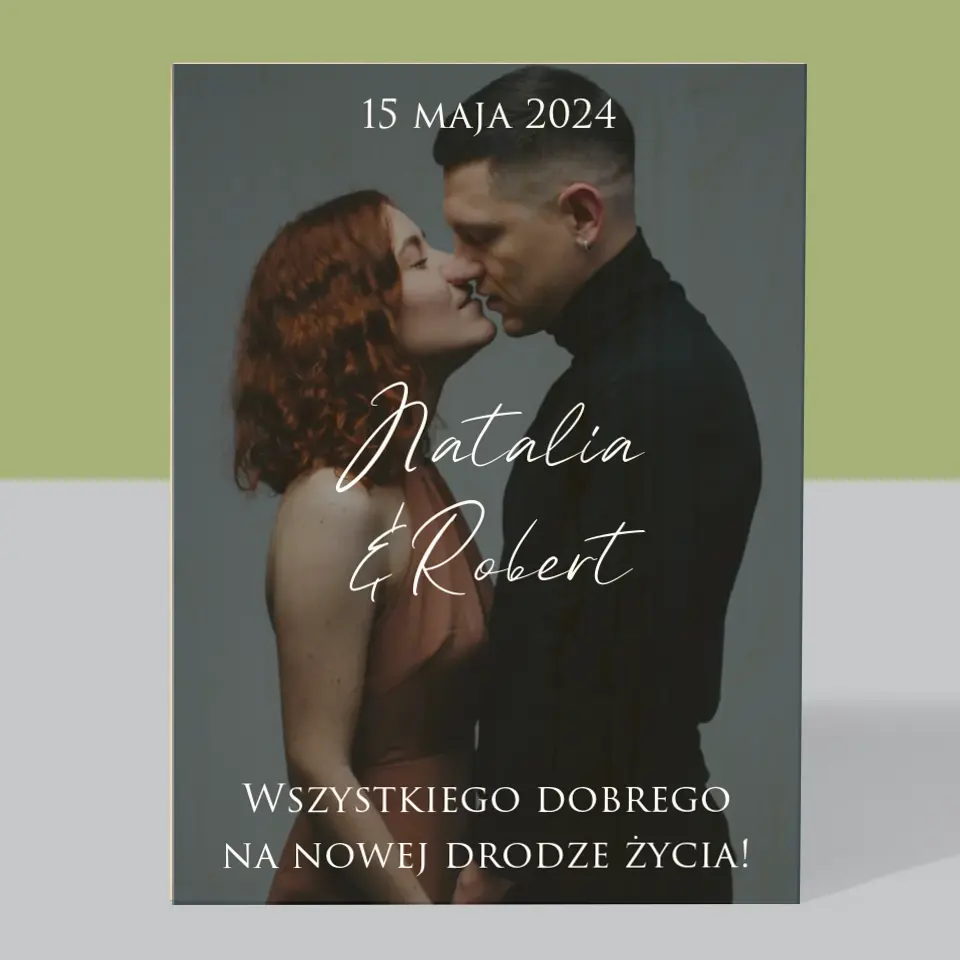 Zdjęcie i Podpis: Ślubne Zdjęcie Życzenia - Wydruk Na Drewnie - Image 3