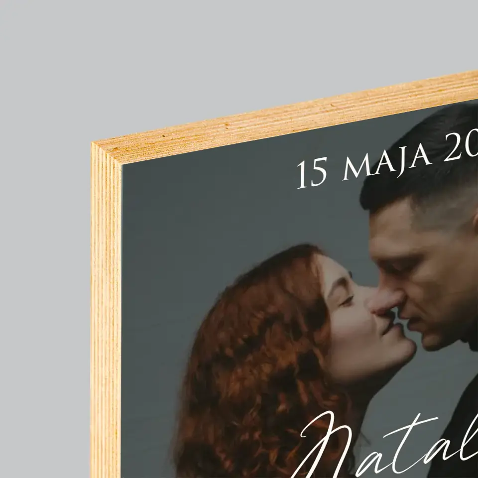 Zdjęcie i Podpis: Ślubne Zdjęcie Życzenia - Wydruk Na Drewnie - Image 4