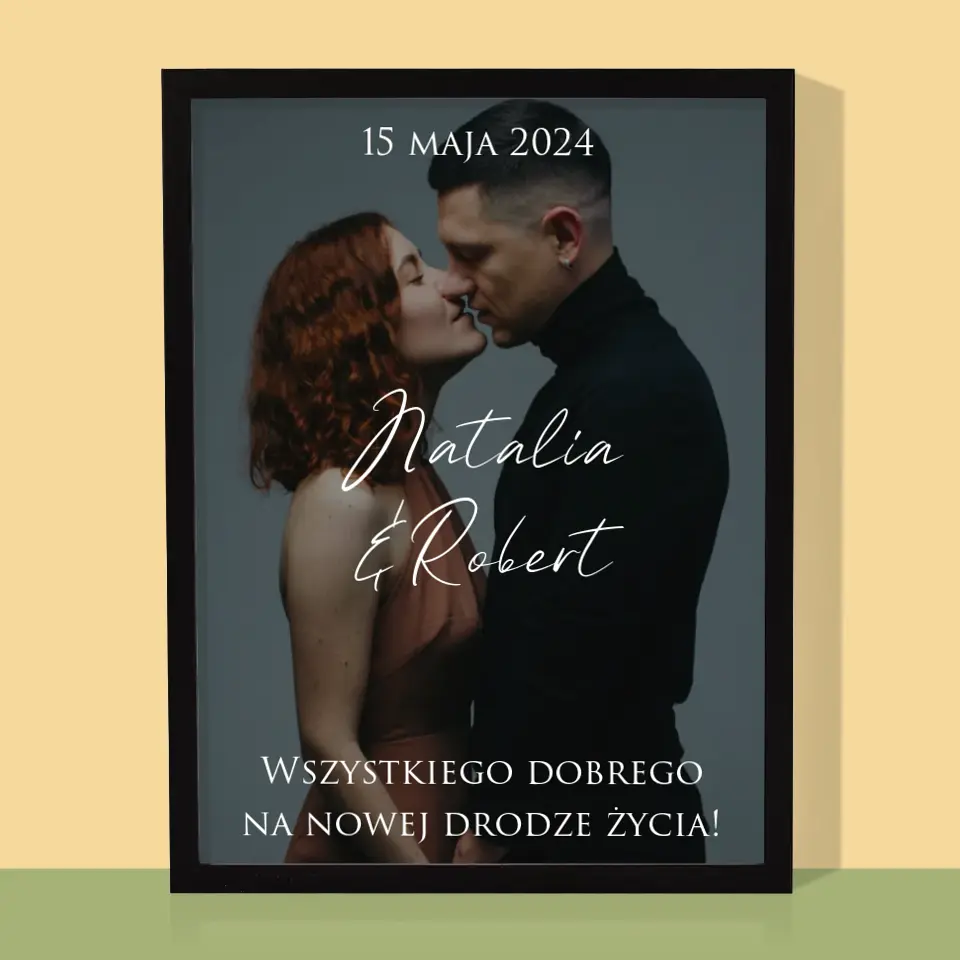 Zdjęcie i Podpis: Ślubne Zdjęcie Życzenia - Wydruk Obramowany - Image 5