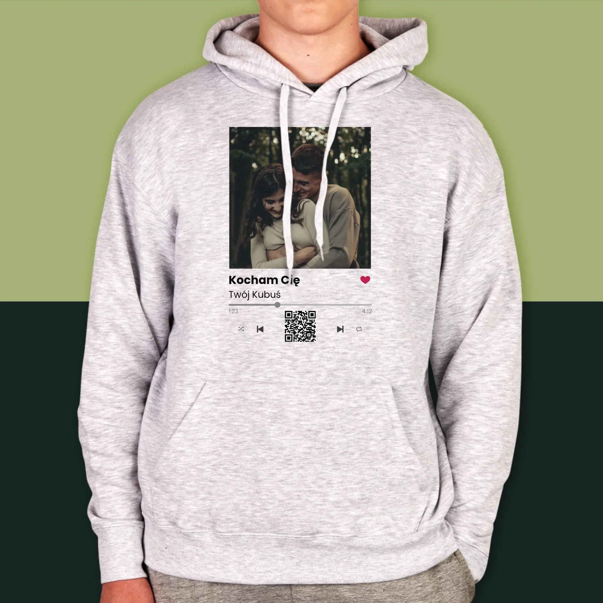 Zdjęcie i Podpis: Spotify z Kodem Qr - Bluza Męska z Kapturem - Image 8