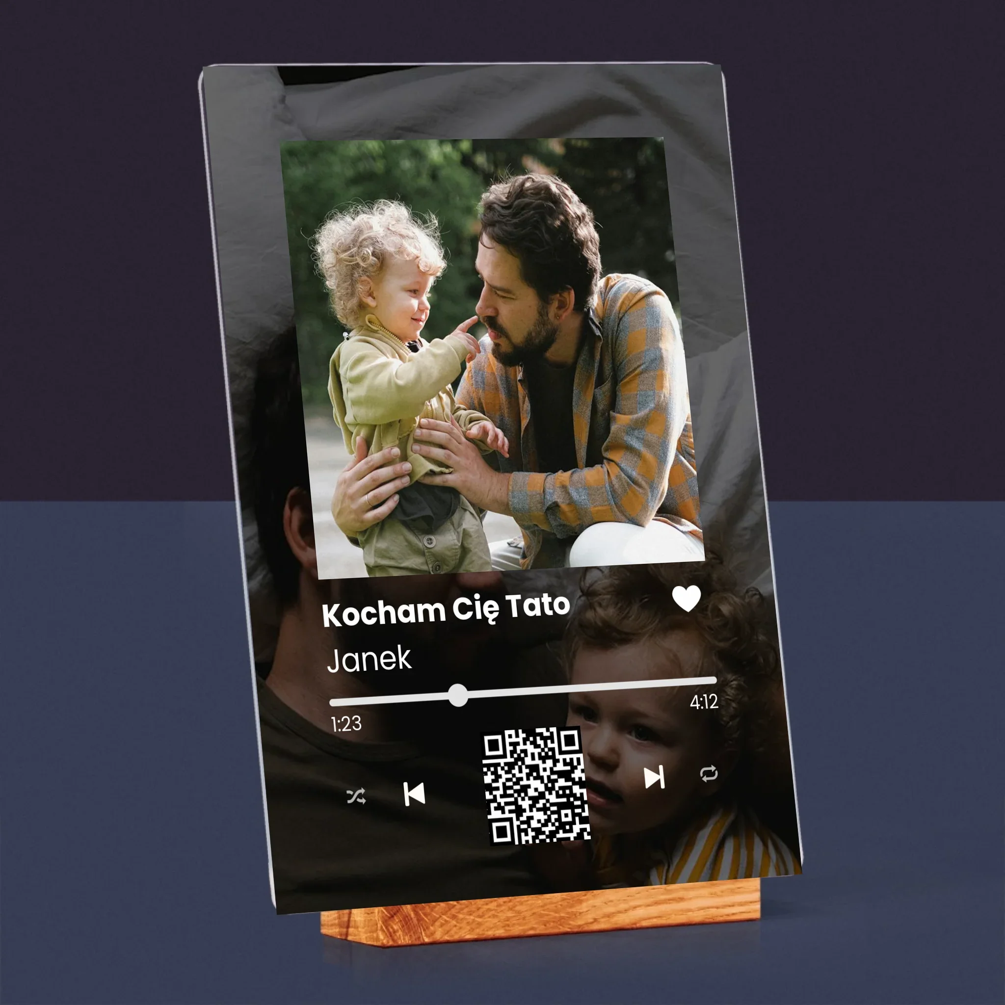 Zdjęcie I Podpis: Spotify Z Kodem Qr Dla Taty - Wydruk Na Szkle Akrylowym - Image 4