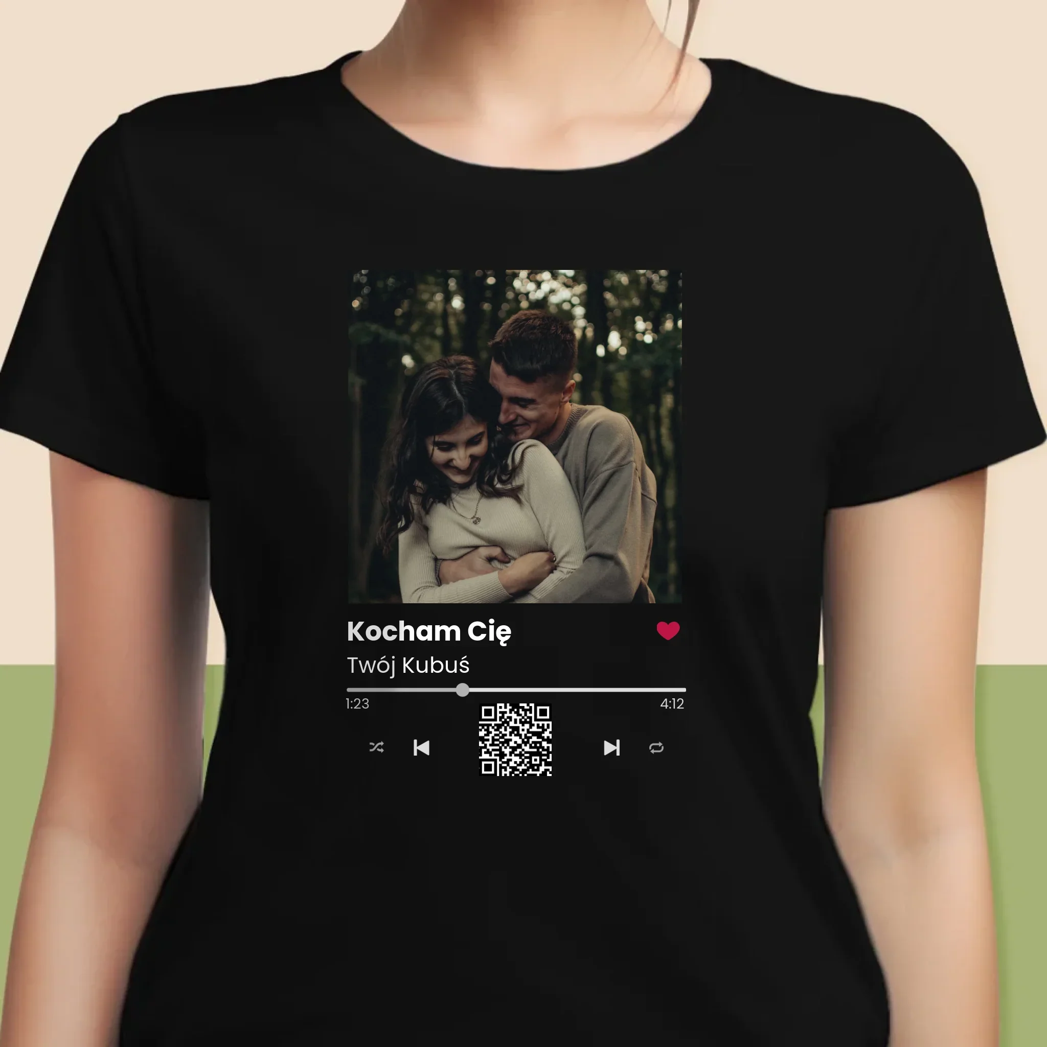 Zdjęcie i Podpis: Spotify z Kodem Qr - Koszulka Damska - Image 6