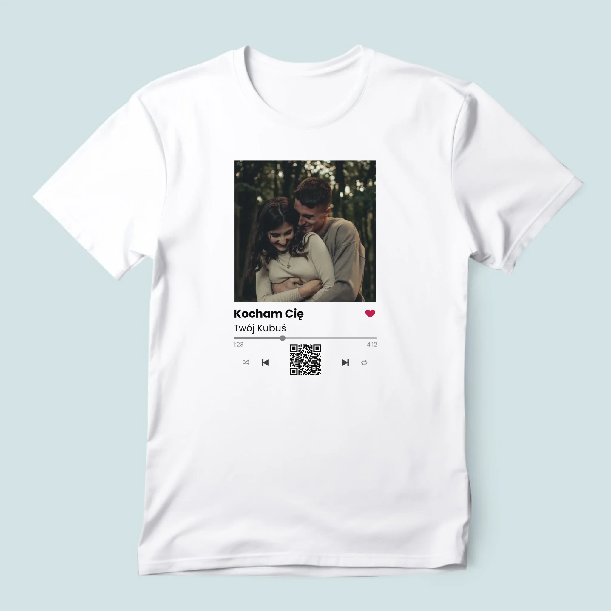 Zdjęcie i Podpis: Spotify z Kodem Qr - Koszulka Męska - Image 3