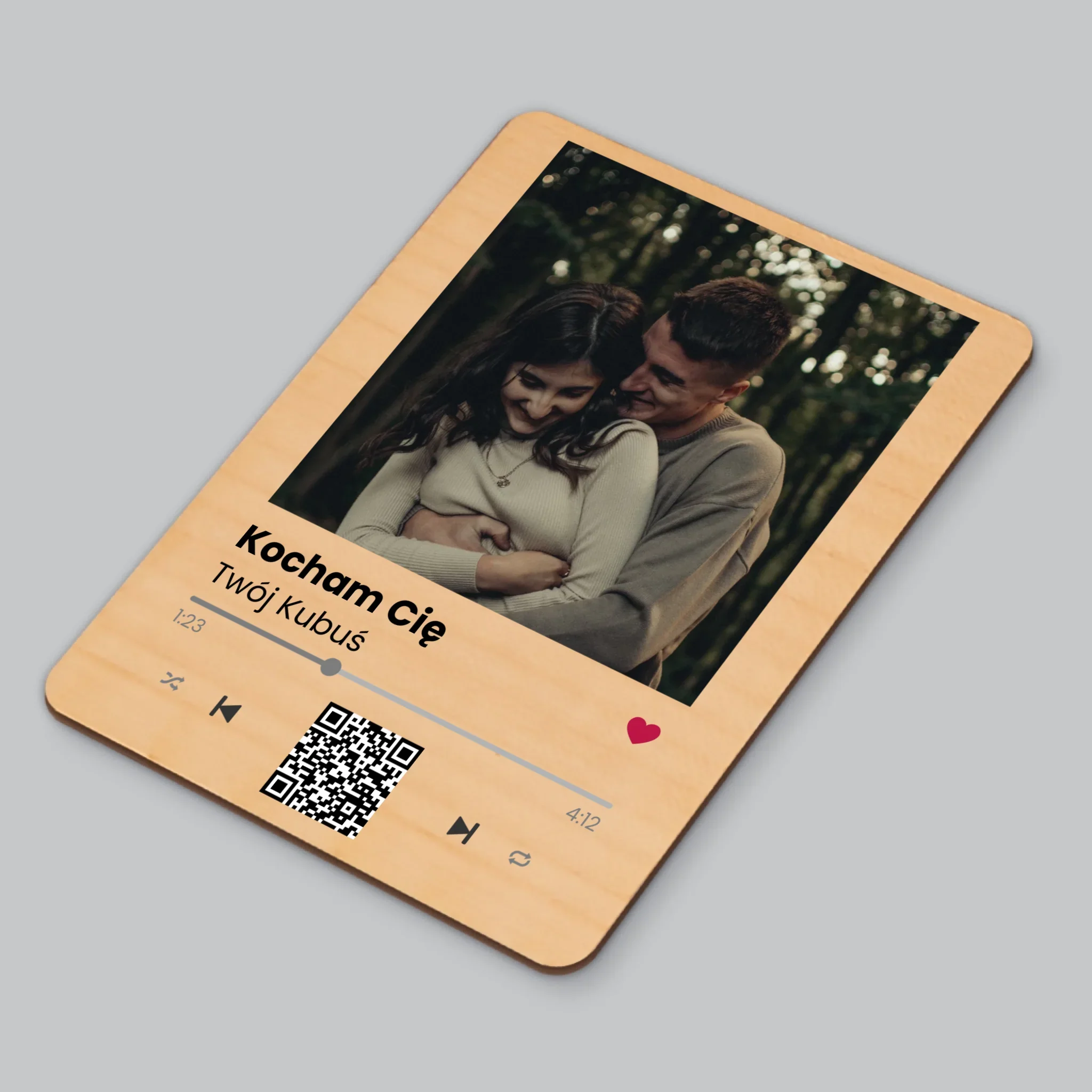 Zdjęcie i Podpis: Spotify z Kodem Qr - Magnes Drewniany - Image 3