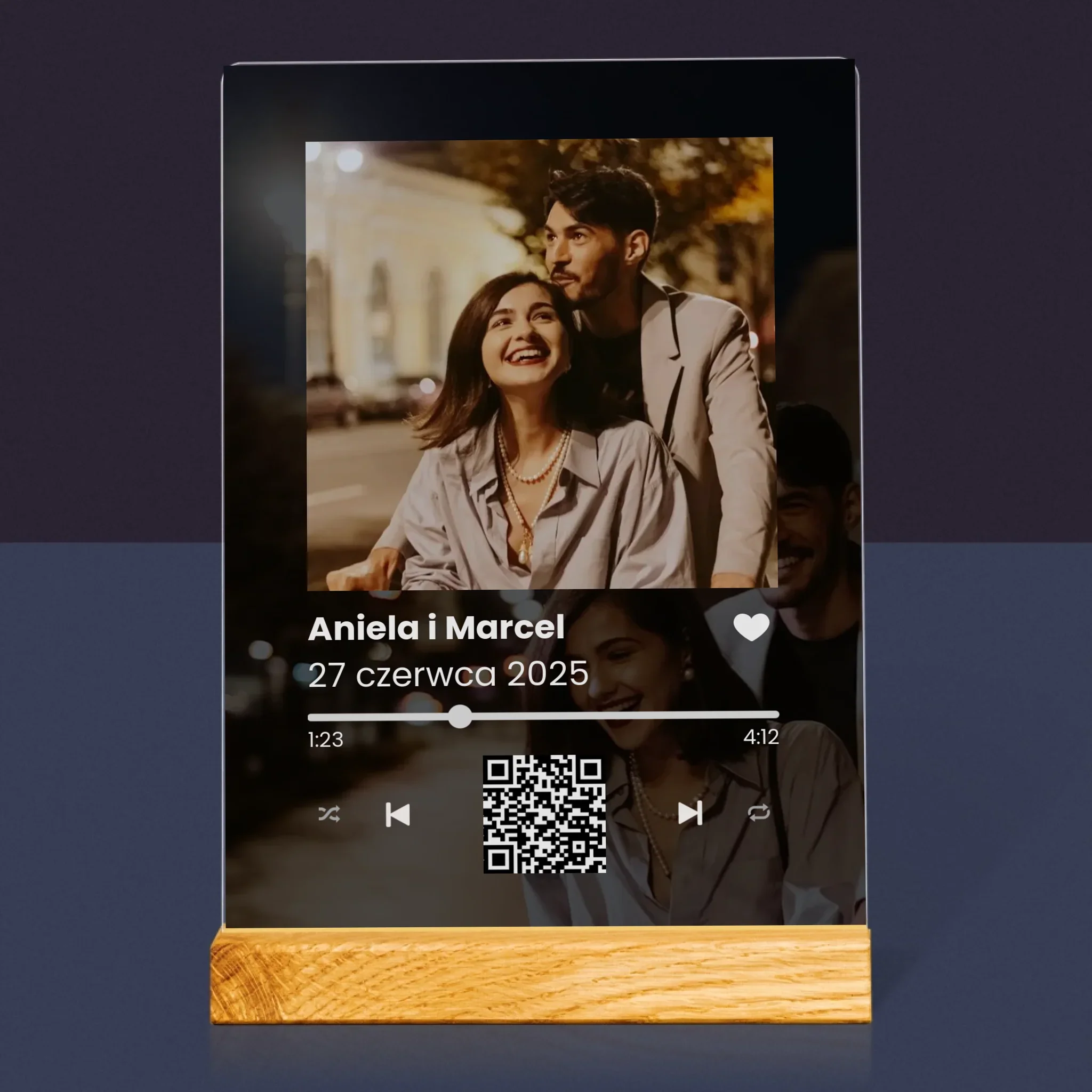 Zdjęcie I Podpis: Spotify Z Kodem Qr Na Ślub - Wydruk Na Szkle Akrylowym - Image 3