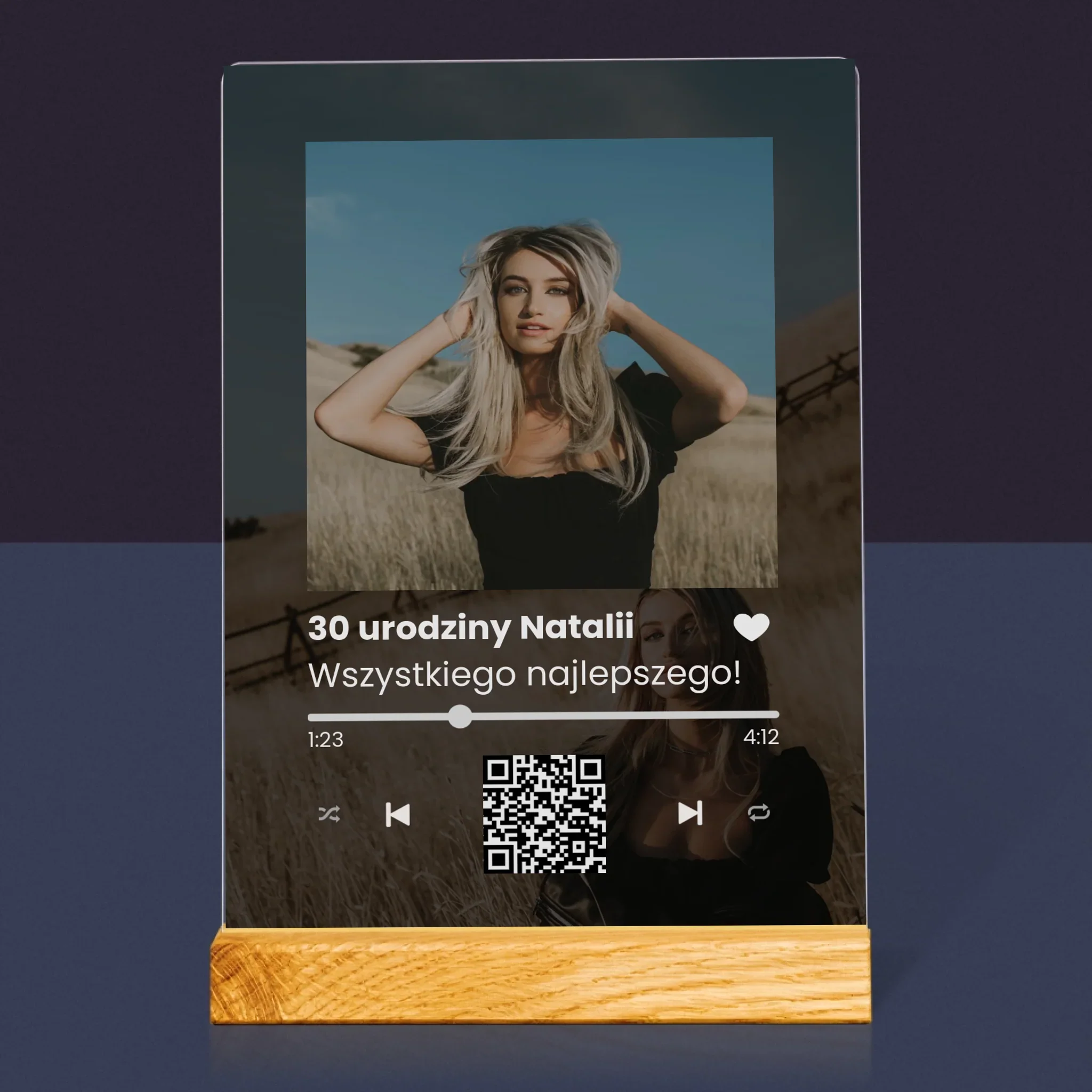 Zdjęcie I Podpis: Spotify Z Kodem Qr Na Urodziny - Wydruk Na Szkle Akrylowym - Image 3