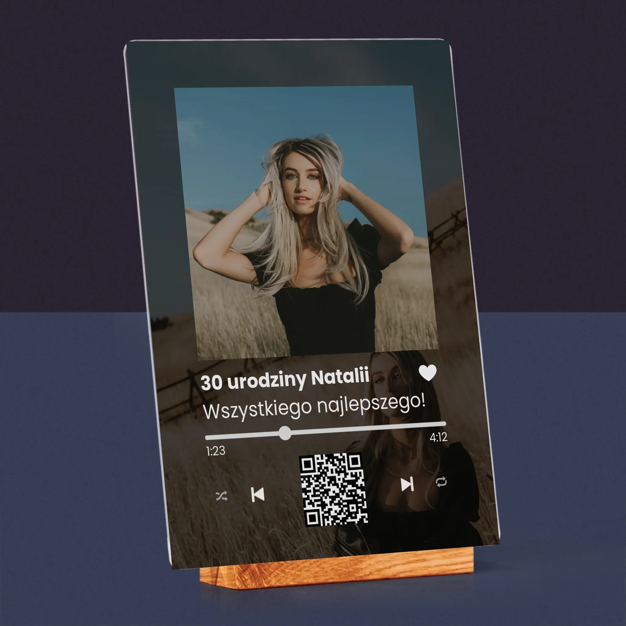 Zdjęcie I Podpis: Spotify Z Kodem Qr Na Urodziny - Wydruk Na Szkle Akrylowym - Image 4