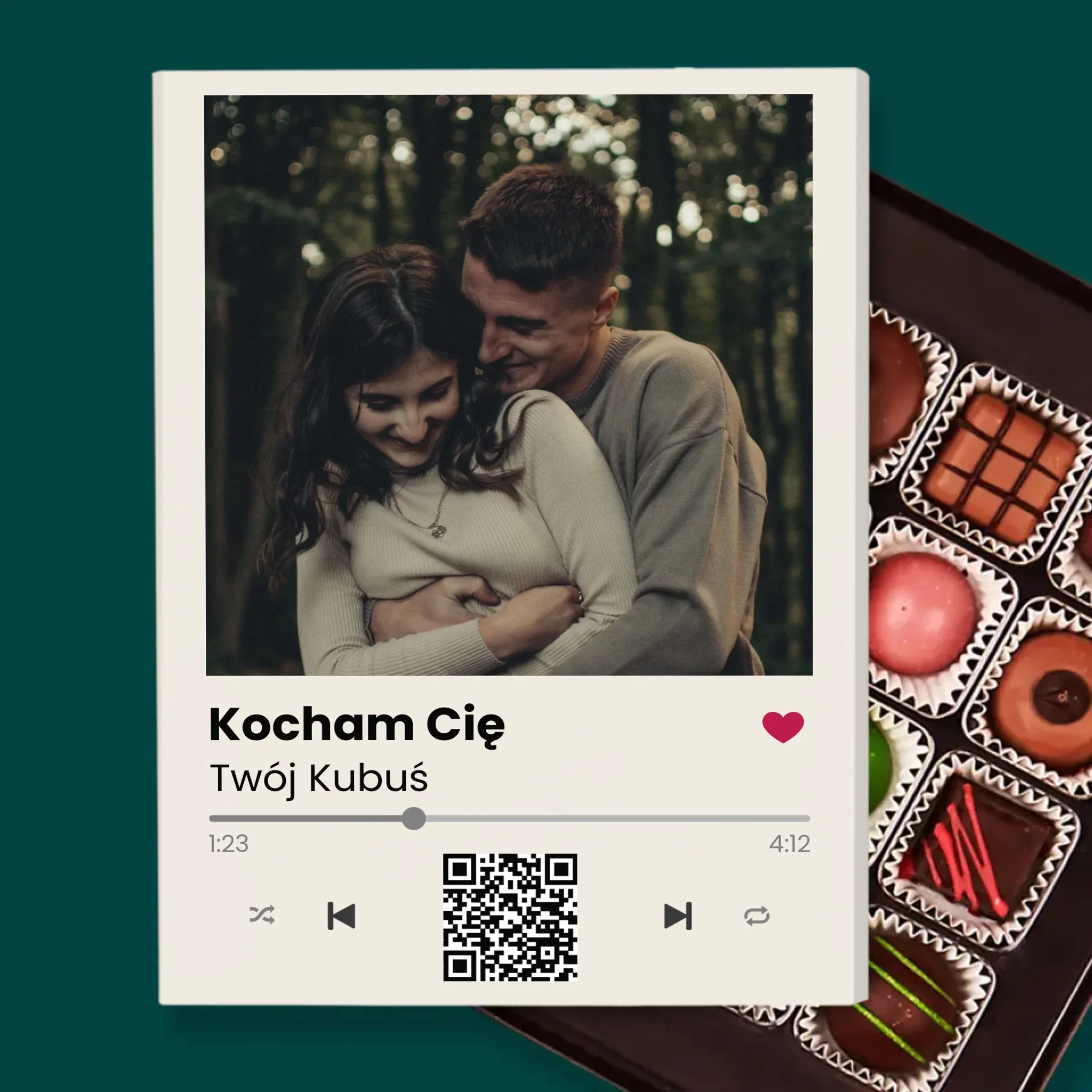 Zdjęcie i Podpis: Spotify z Kodem Qr - Praliny Personalizowane - Image 2