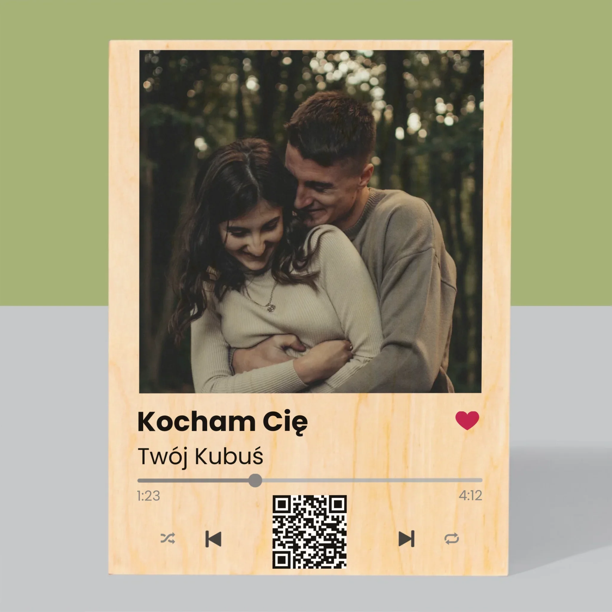 Zdjęcie i Podpis: Spotify z Kodem Qr - Wydruk Na Drewnie - Image 3
