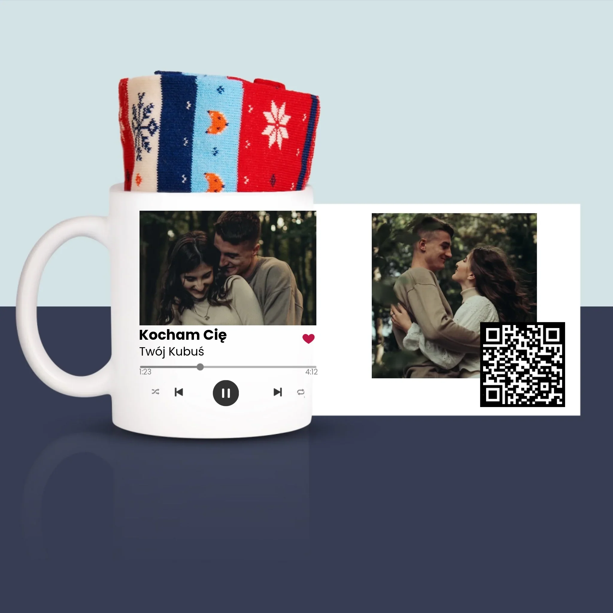 Zdjęcie i Podpis: Spotify z Kodem Qr - Zimowe Skarpetki w Kubku - Image 3