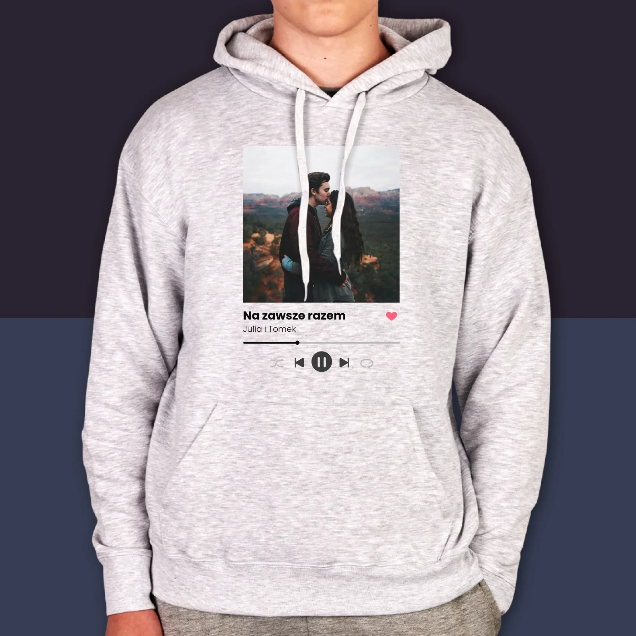 Zdjęcie i Podpis: Spotify z Twoim Zdjęciem - Bluza Męska z Kapturem - Image 4