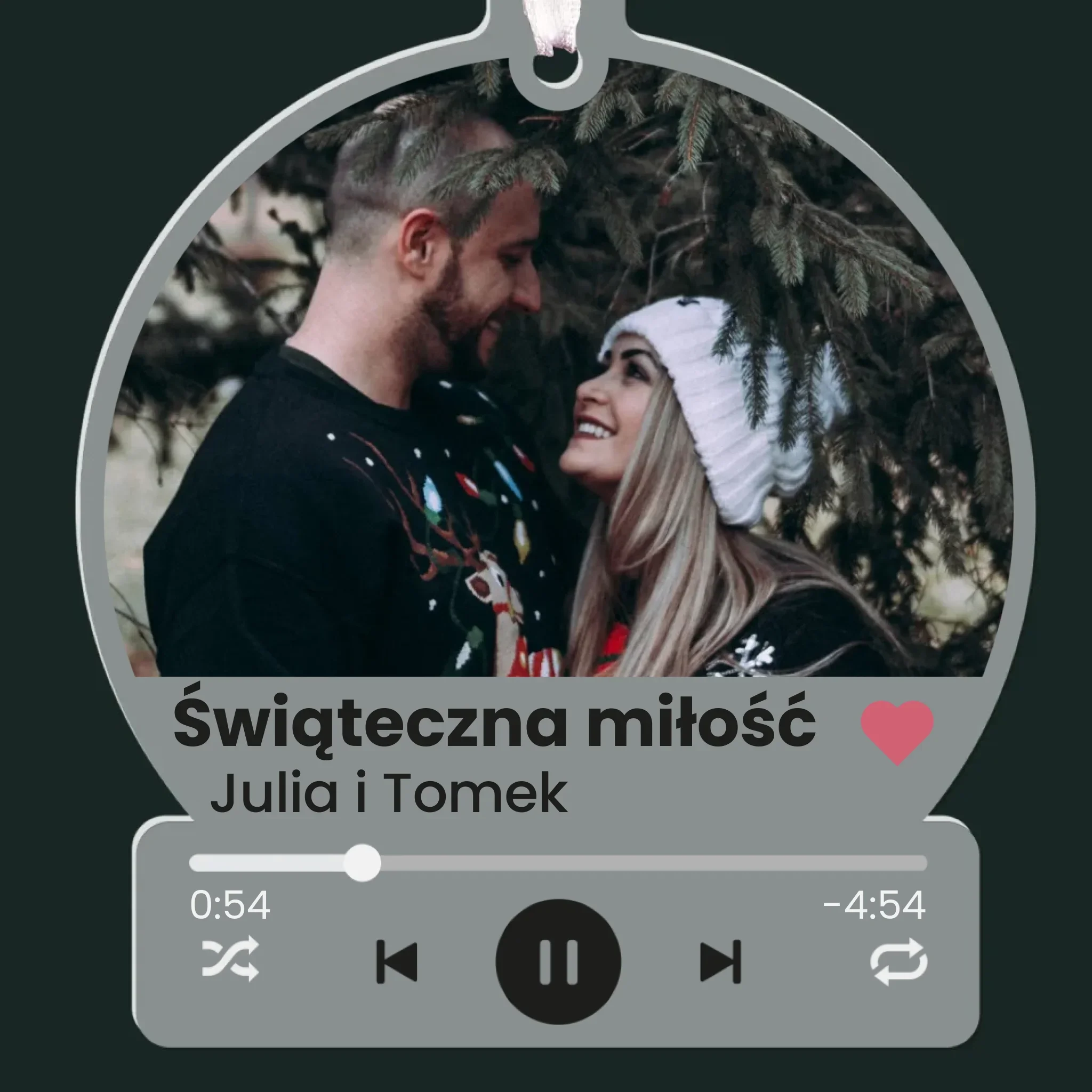 Zdjęcie i Podpis: Spotify z Twoim Zdjęciem - Bombka Świąteczna Kula - Image 2