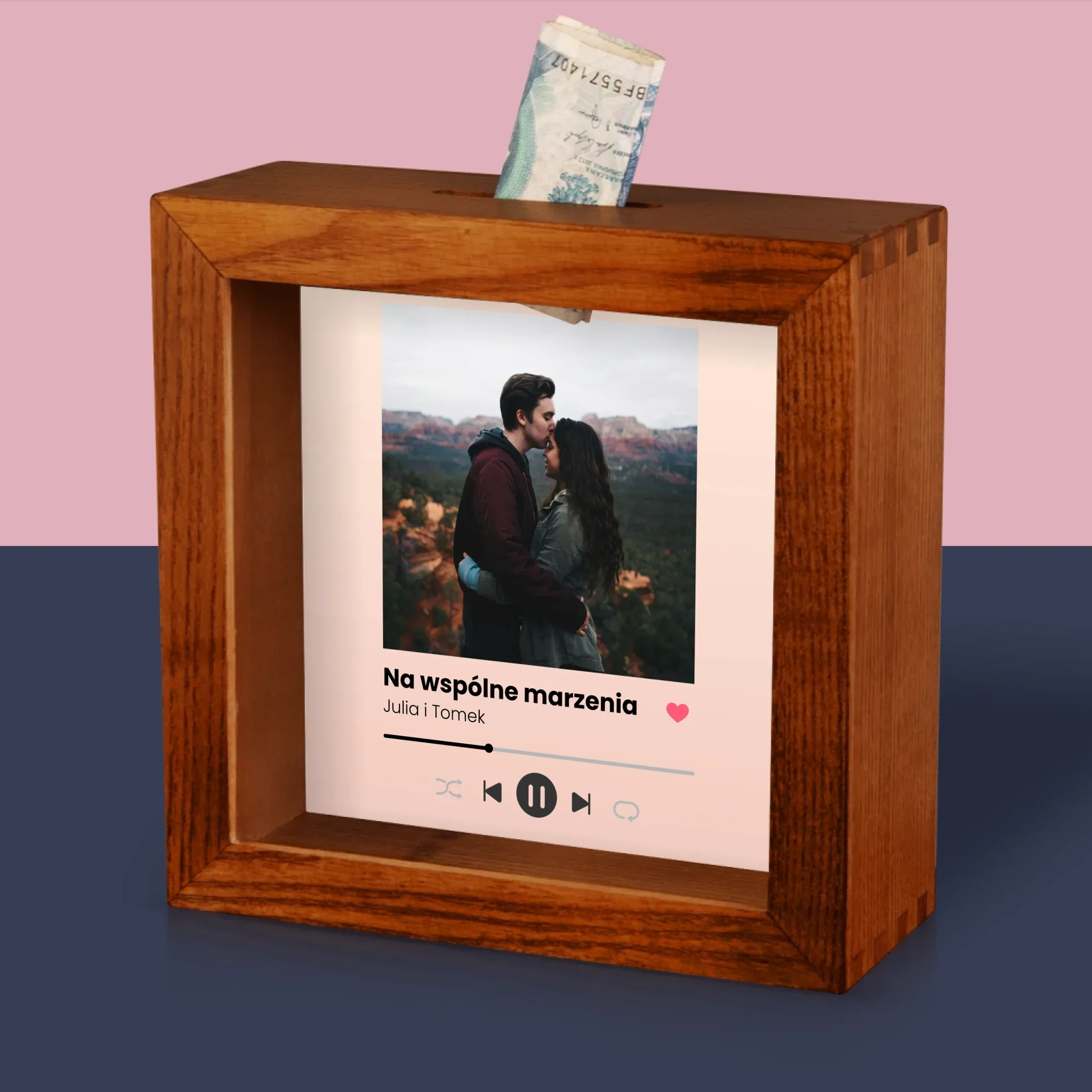Zdjęcie I Podpis: Spotify Z Twoim Zdjęciem - Drewniana Skarbonka - Image 4