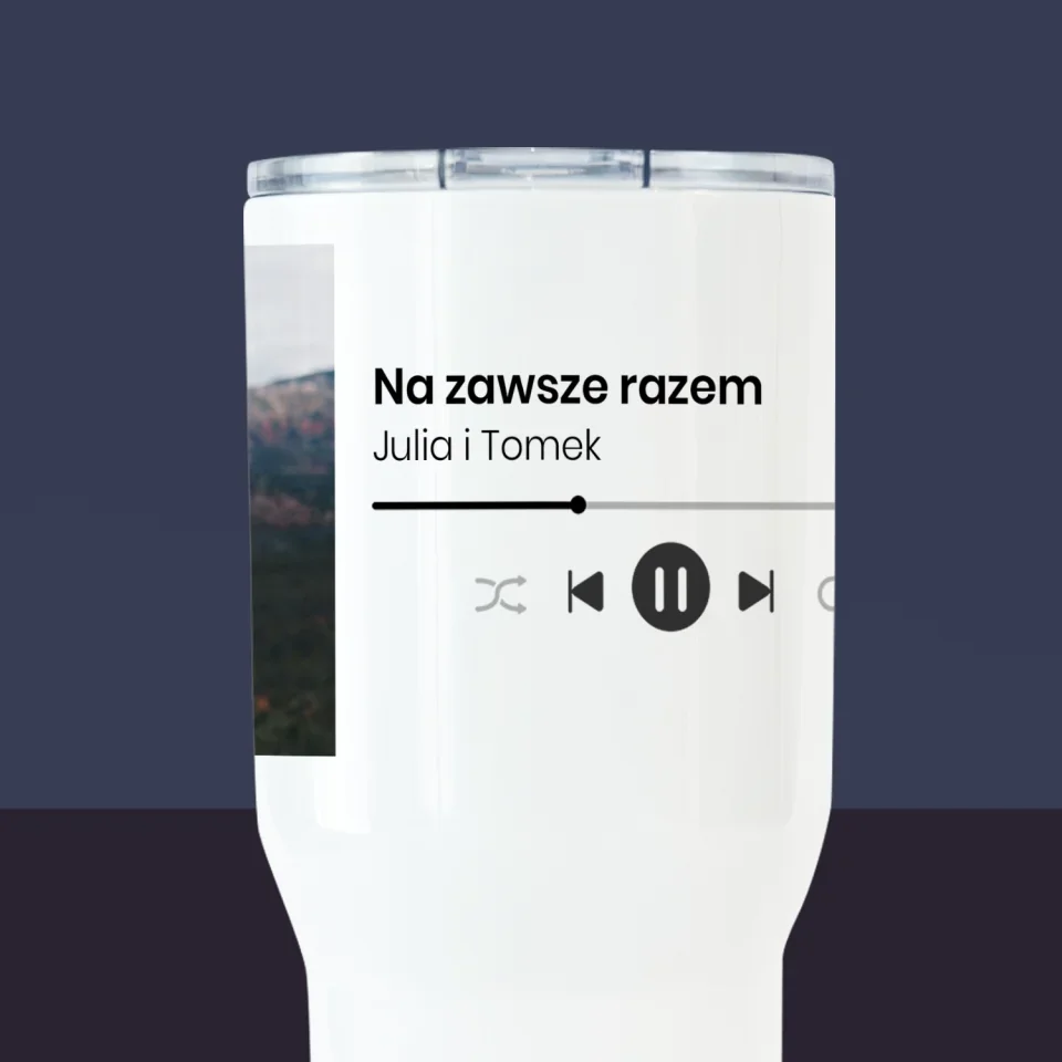 Zdjęcie i Podpis: Spotify z Twoim Zdjęciem - Kubek Termiczny Biały - Image 2