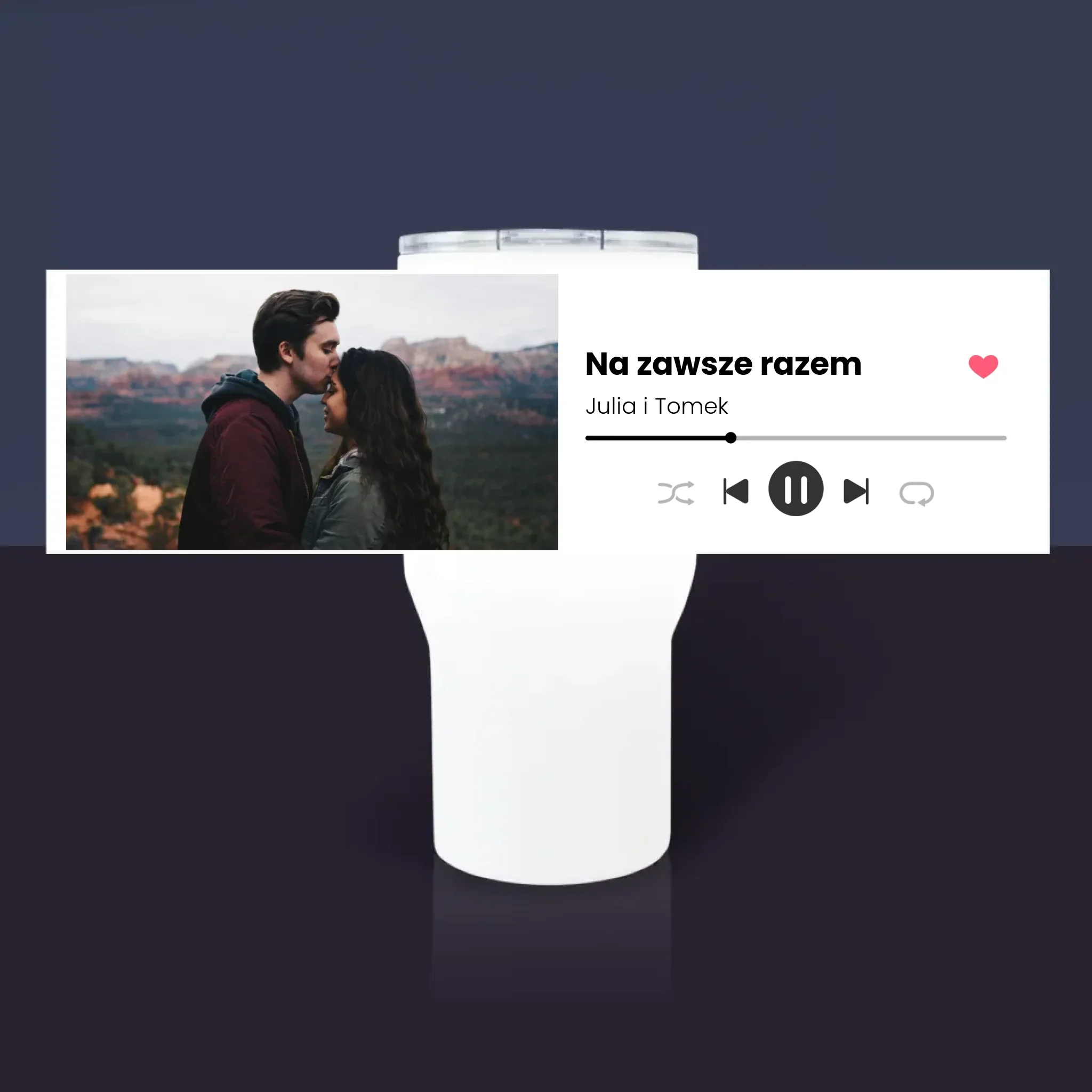 Zdjęcie i Podpis: Spotify z Twoim Zdjęciem - Kubek Termiczny Biały - Image 3