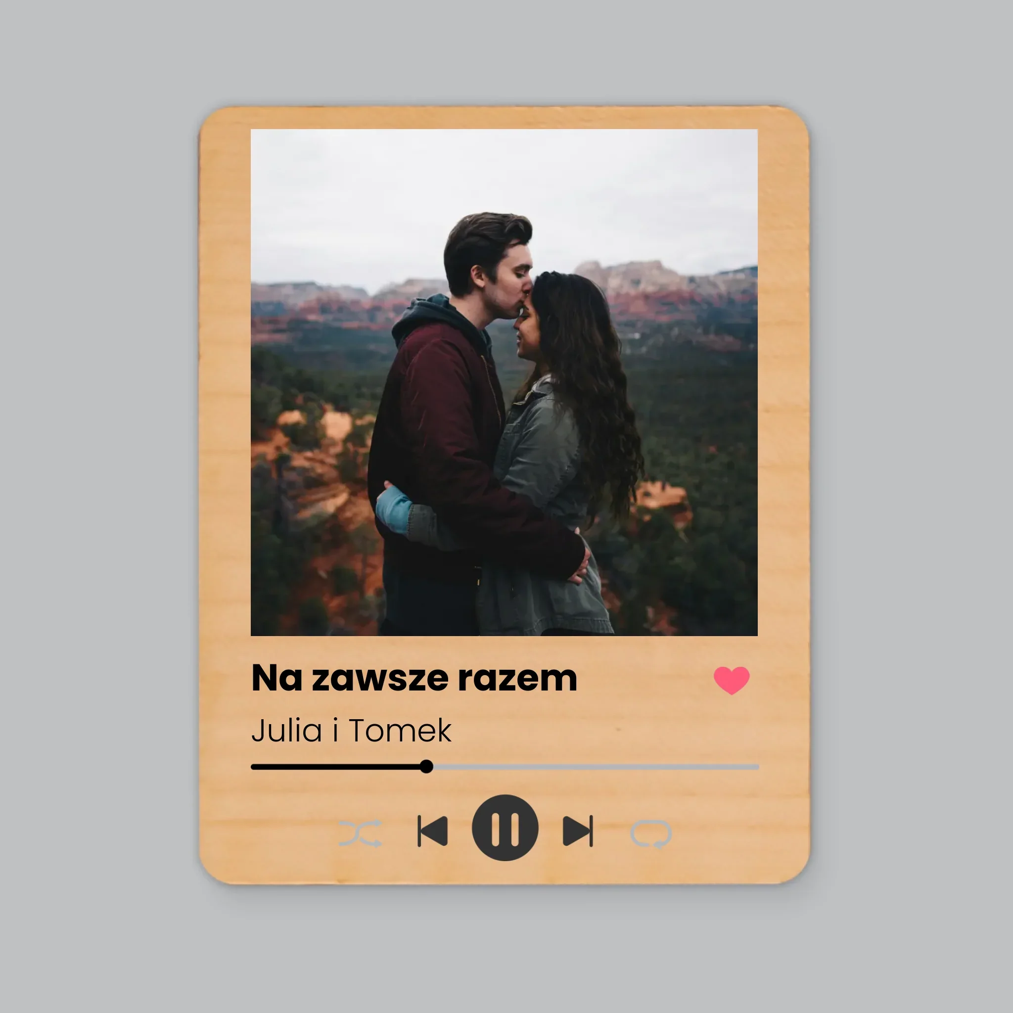 Zdjęcie i Podpis: Spotify z Twoim Zdjęciem - Magnes Drewniany