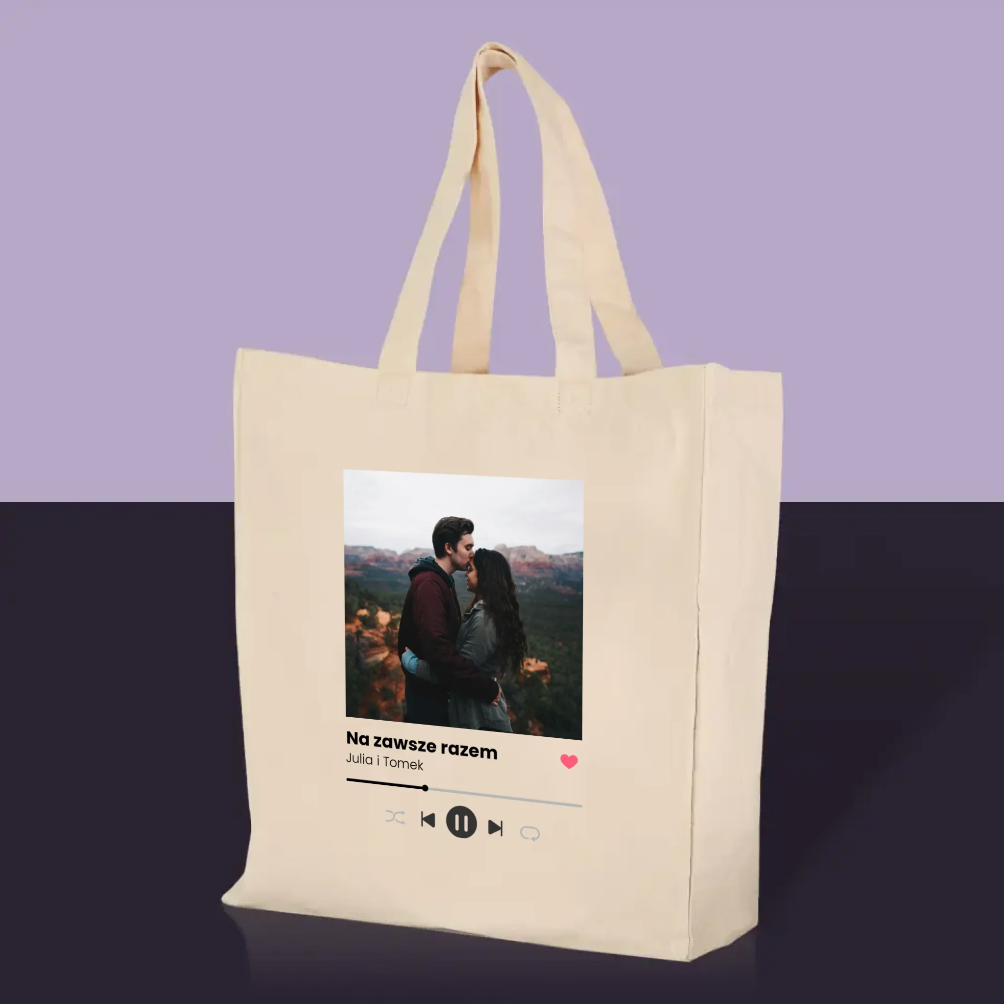 Zdjęcie i Podpis: Spotify z Twoim Zdjęciem - Torba Płócienna z Nadrukiem - Image 2