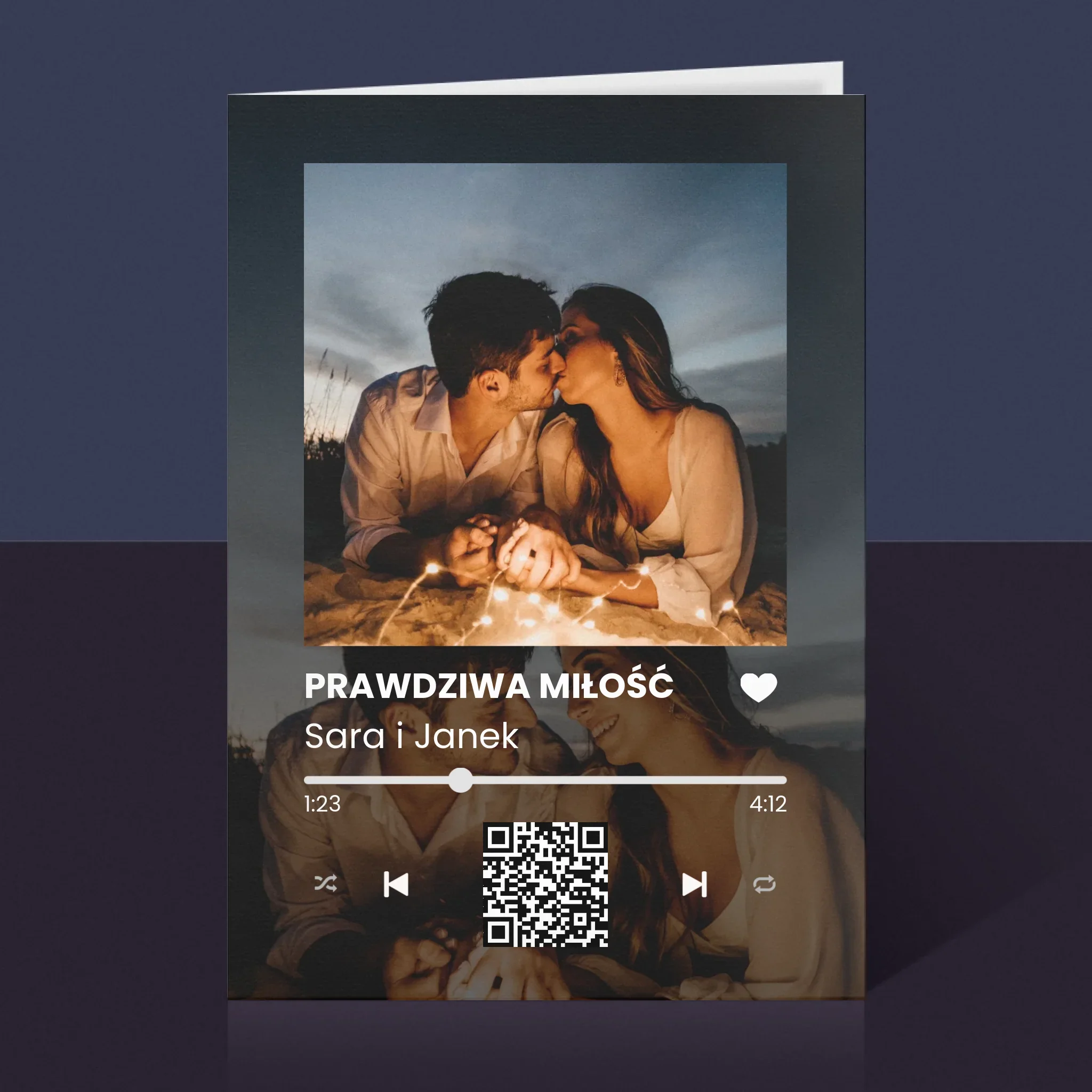 Zdjęcie i Podpis: Spotify z Twoimi Zdjęciami i Kodem Qr - Kartka z Życzeniami