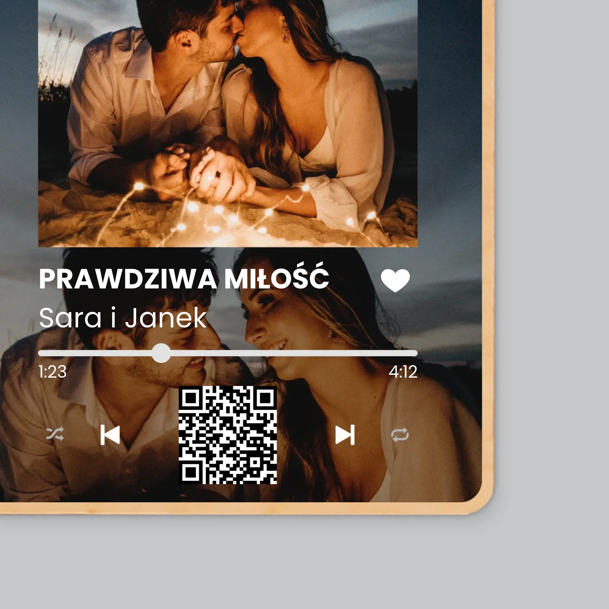 Zdjęcie i Podpis: Spotify z Twoimi Zdjęciami i Kodem Qr - Magnes Drewniany - Image 2