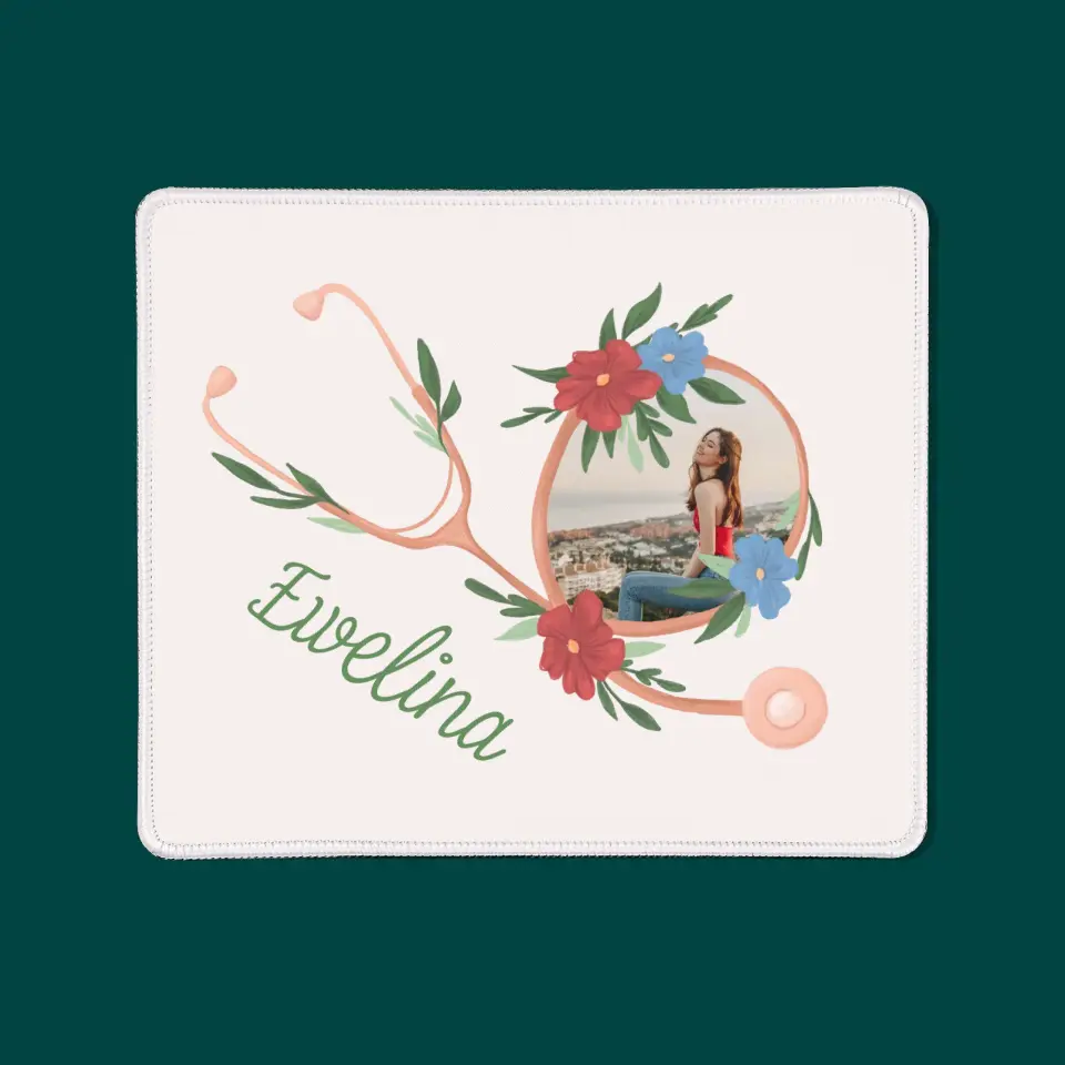 Zdjęcie I Podpis: Stetoskop Kwiaty - Podkładka Pod Myszkę - Image 3