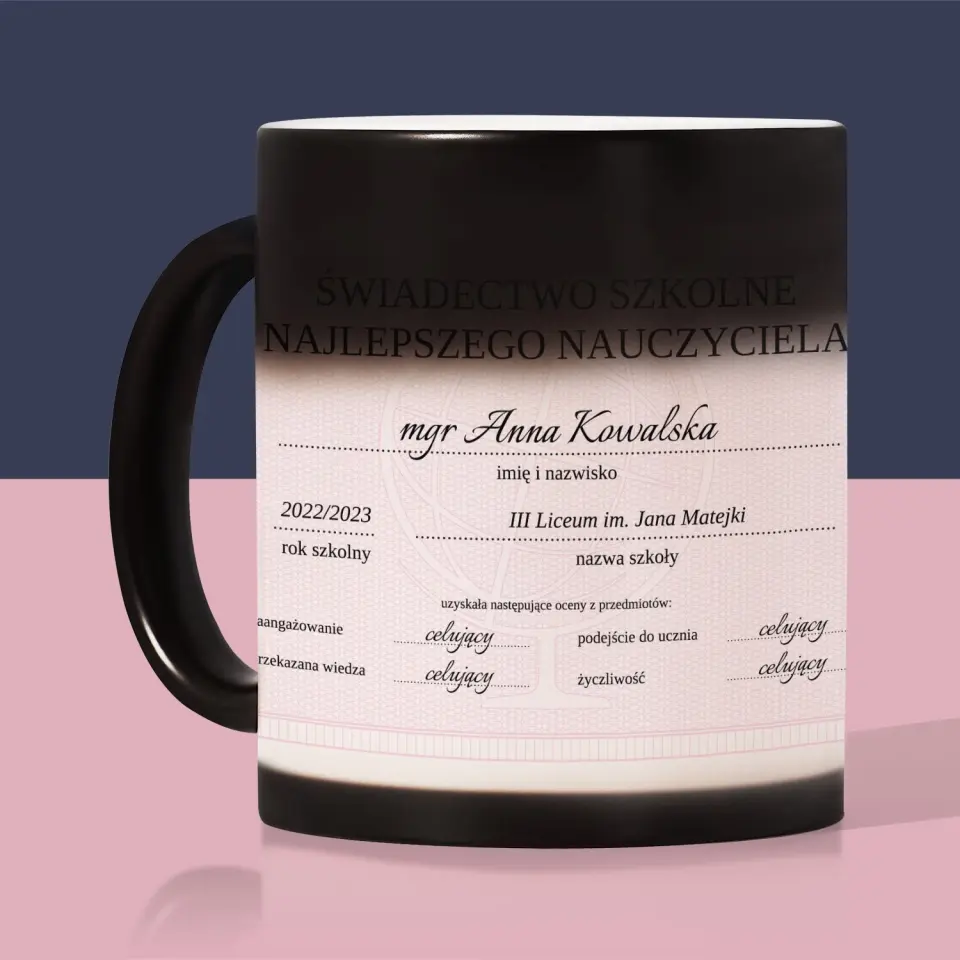 Zdjęcie i Podpis: Świadectwo Najlepszego Nauczyciela - Kubek z Nadrukiem - Image 8
