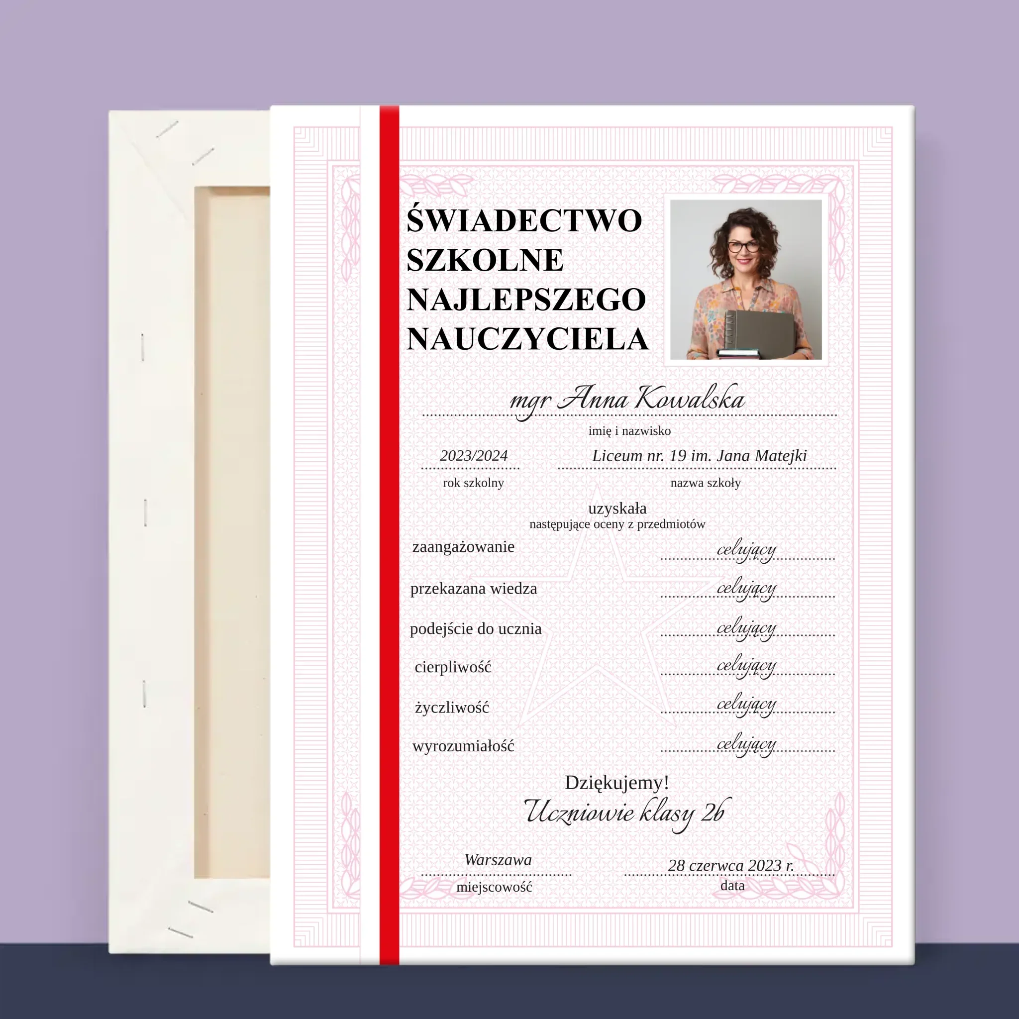 Zdjęcie i Podpis: Świadectwo Najlepszego Nauczyciela - Wydruk Obramowany - Image 11