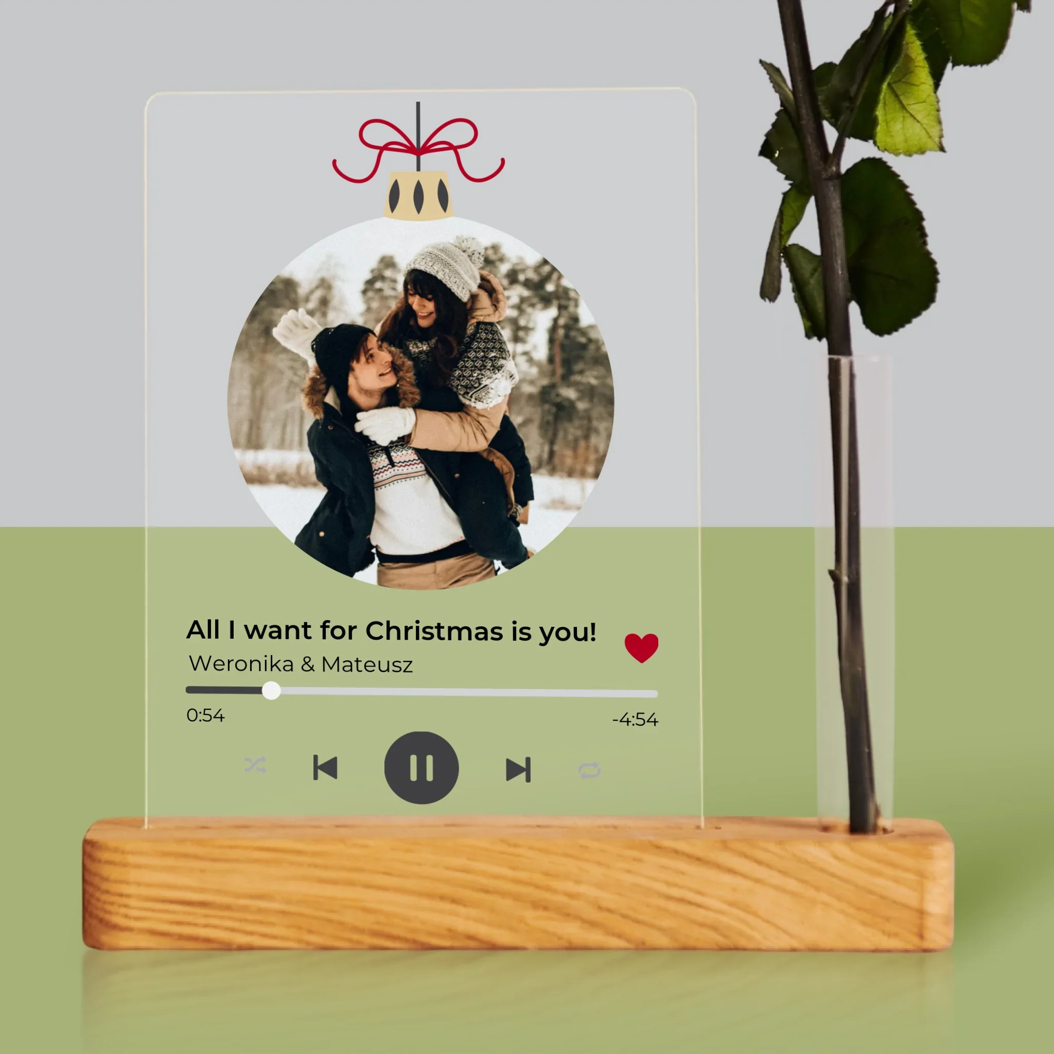 Zdjęcie I Podpis: Świąteczna Piosenka Spotify - Wydruk Na Szkle Akrylowym Z Różą - Image 2