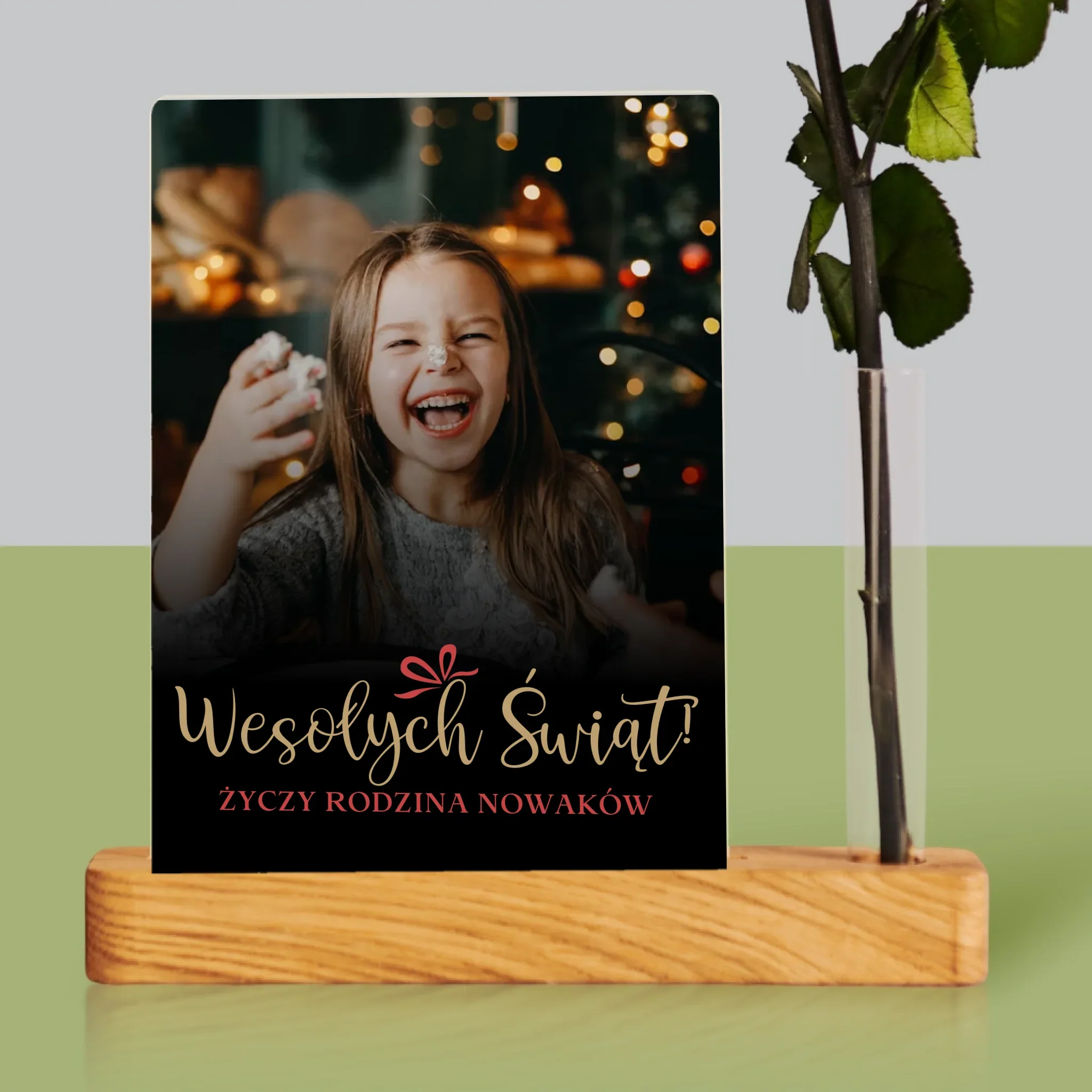 Zdjęcie i Podpis: Świąteczne - Wydruk Na Szkle Akrylowym z Różą - Image 2