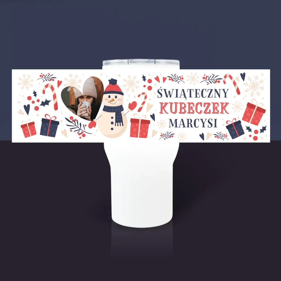 Zdjęcie i Podpis: Świąteczny Kubeczek - Kubek Termiczny Biały - Image 3